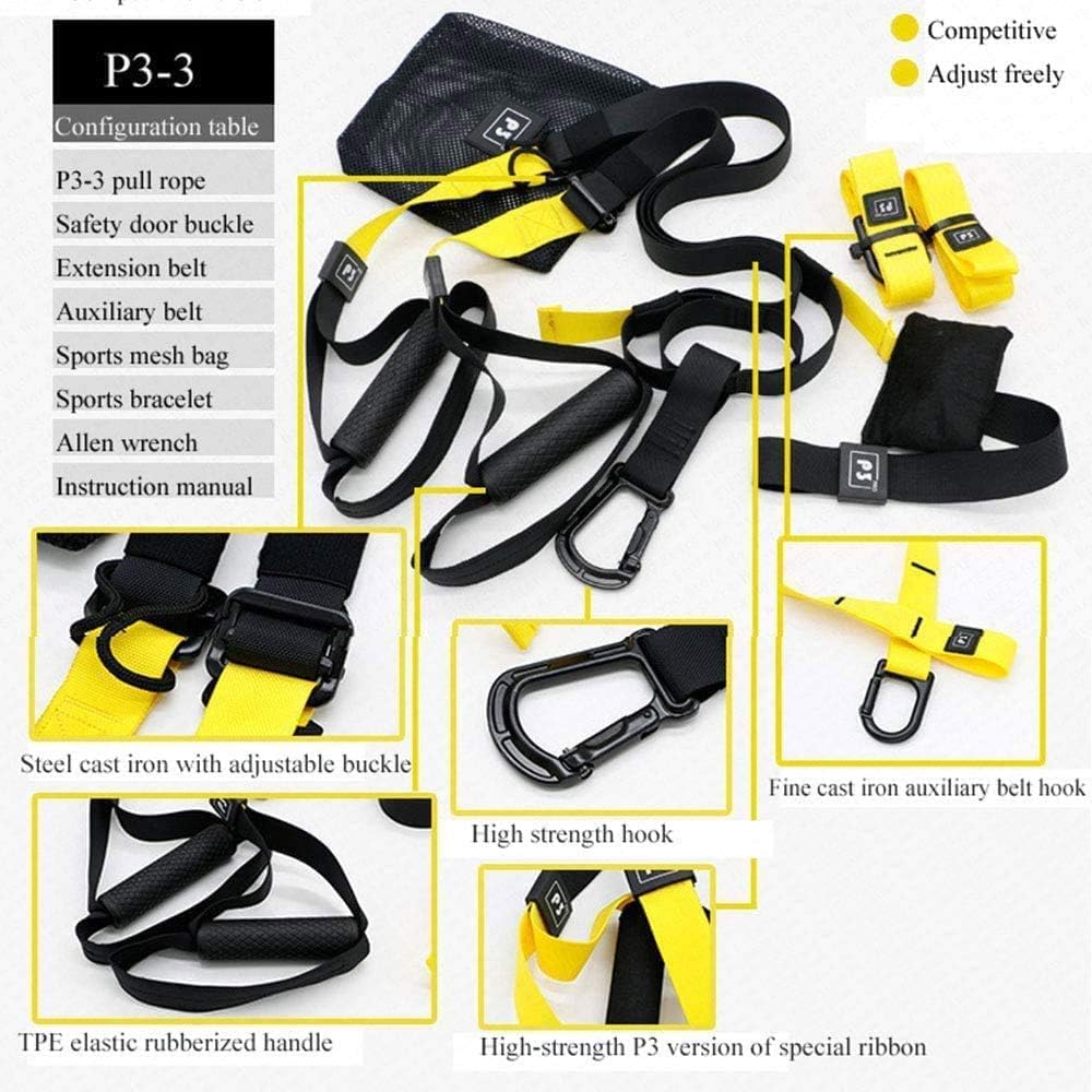 Pro3 Suspension Training Set, Resistance Bands for Full Body Training Levels Indoor and Outdoor Use, Adjustable Straps Up to 500kg, Complete Home Gym Equipment SportQ