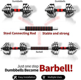 SportQ® 2-in-1 Chrome Steel Adjustable Dumbbell Set with Premium Chrome Carrying Case with Connector Bar - Converts in Seconds from Pair Dumbbell to Bar for Strength Training ‎SportQ