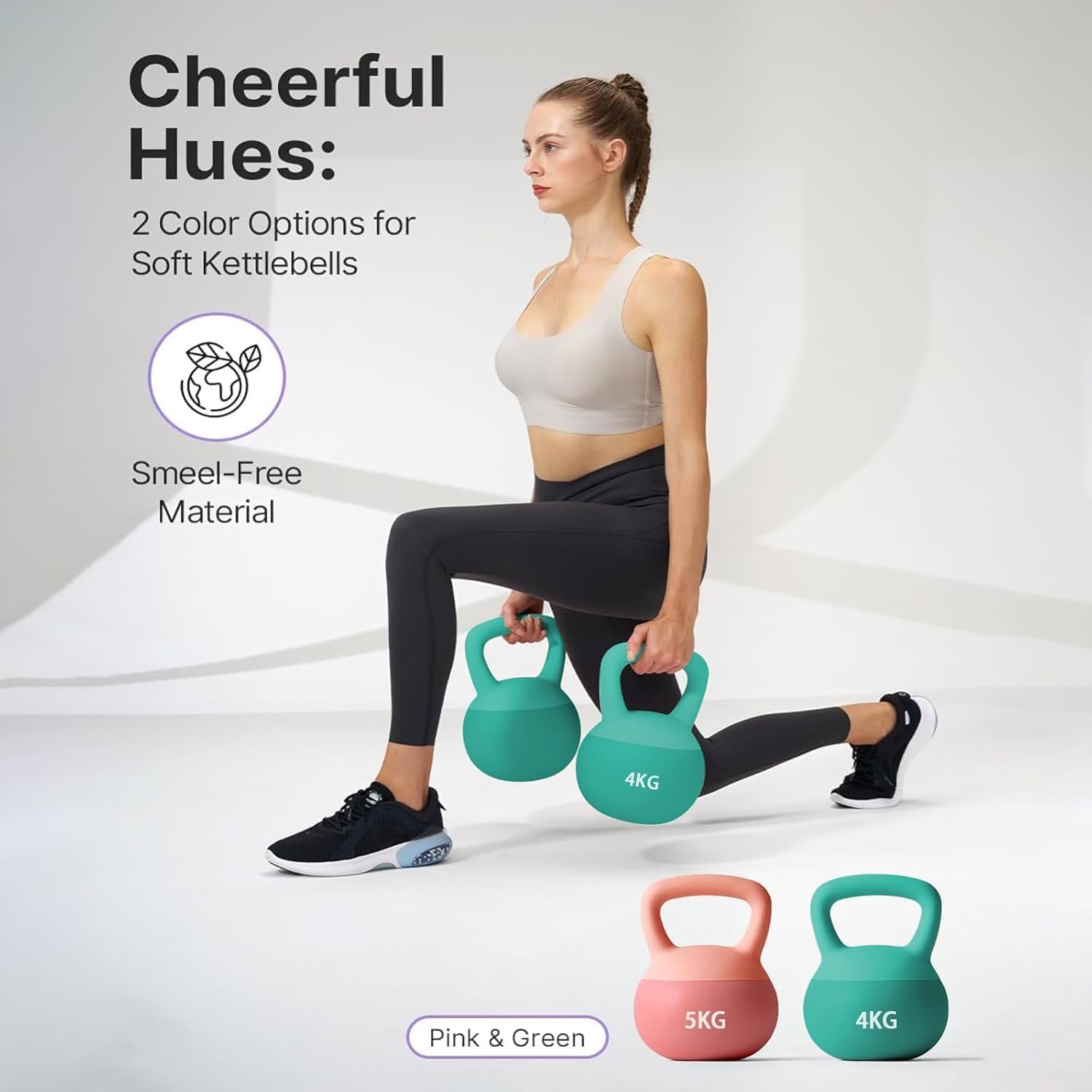 SportQ Soft Kettlebell – Safe Training Kettlebell Covered with Non-Slip Coating | Wide Palm Grip & Sand Pad for Shock Absorption for Strength Training and Fat Burning (2kg to 10kg) ‎SportQ