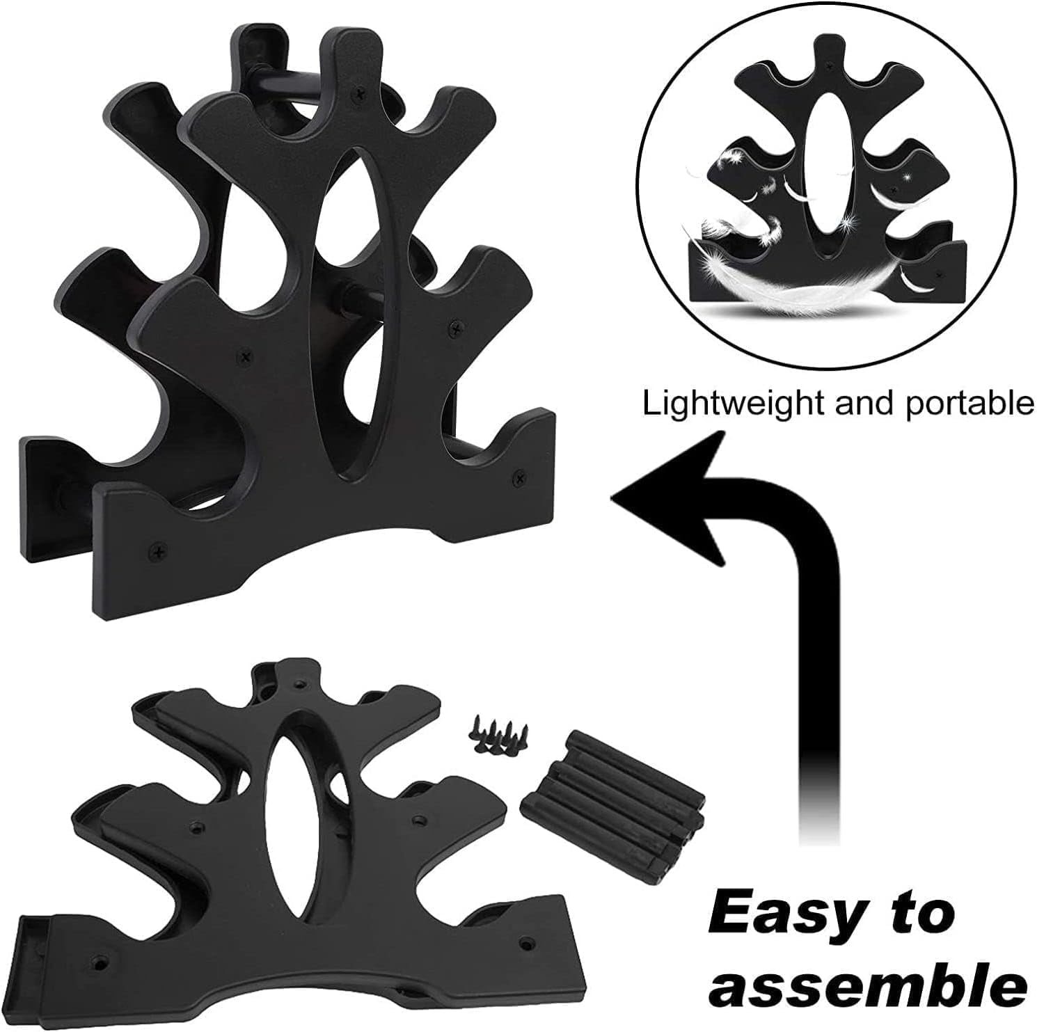 SportQ 3-Tier Dumbbell Storage Rack – Light & Sturdy Hand Weight Stand, Stable & Easy Assembly, Suitable for Home & Gym – Heavy Duty Reinforced Plastic (No Dumbbells) ‎SportQ