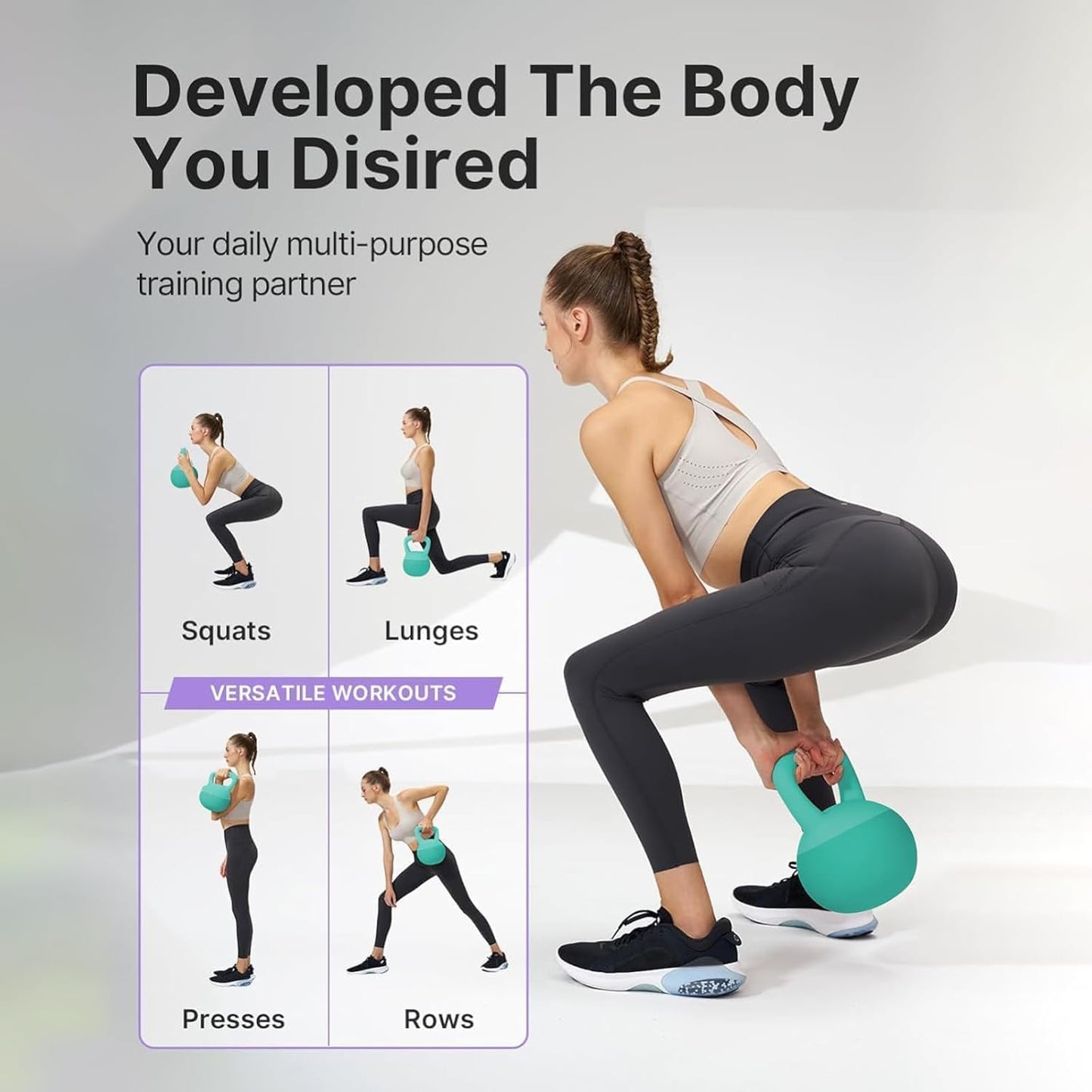 SportQ Soft Kettlebell – Safe Training Kettlebell Covered with Non-Slip Coating | Wide Palm Grip & Sand Pad for Shock Absorption for Strength Training and Fat Burning (2kg to 10kg) ‎SportQ