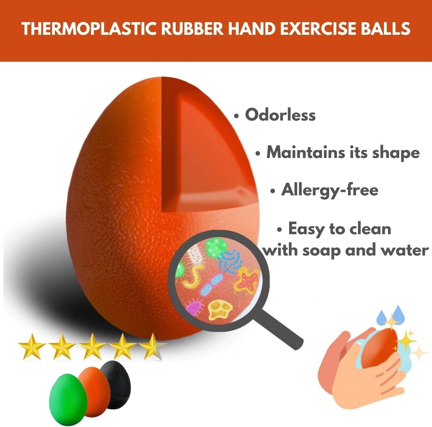 Hand Grip Strength Training Ball 3 Pack, Stress Relief Ball for Adults and Kids, Hand Grip Recovery Equipment for Wrist, Finger Resistance Exercise Ball SportQ