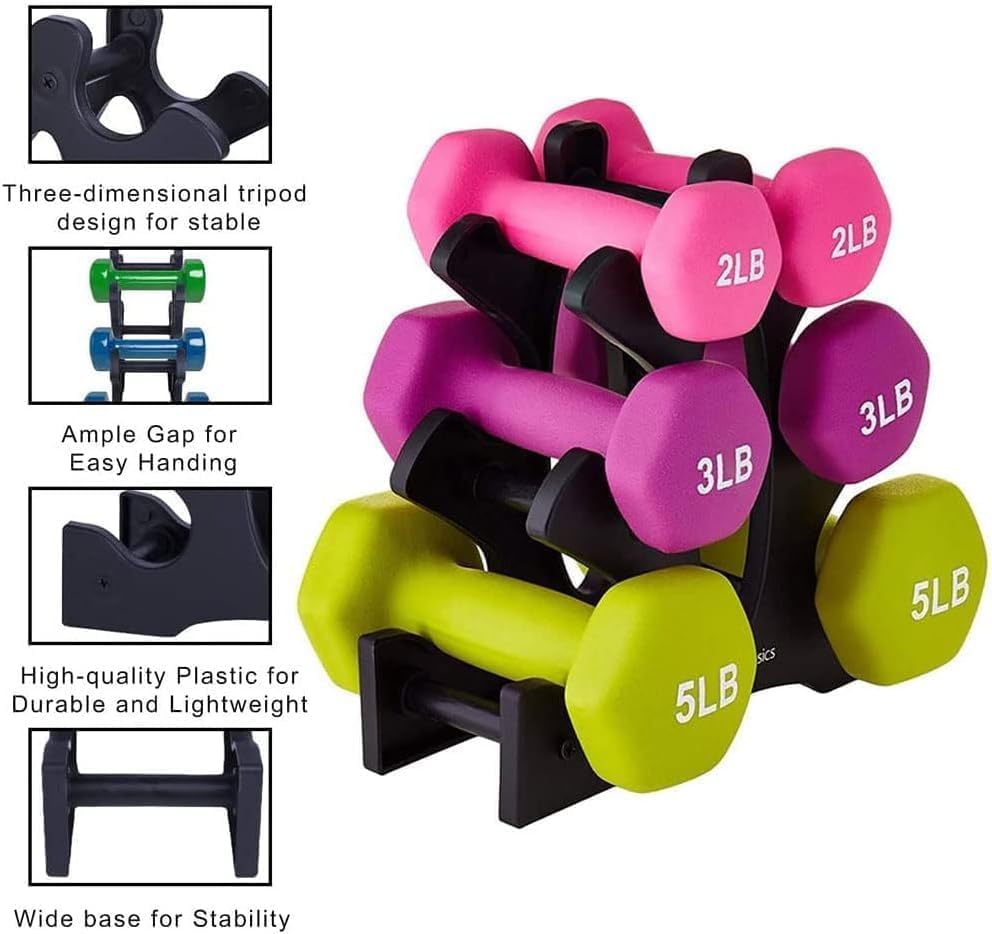 SportQ 3-Tier Dumbbell Storage Rack – Light & Sturdy Hand Weight Stand, Stable & Easy Assembly, Suitable for Home & Gym – Heavy Duty Reinforced Plastic (No Dumbbells) ‎SportQ