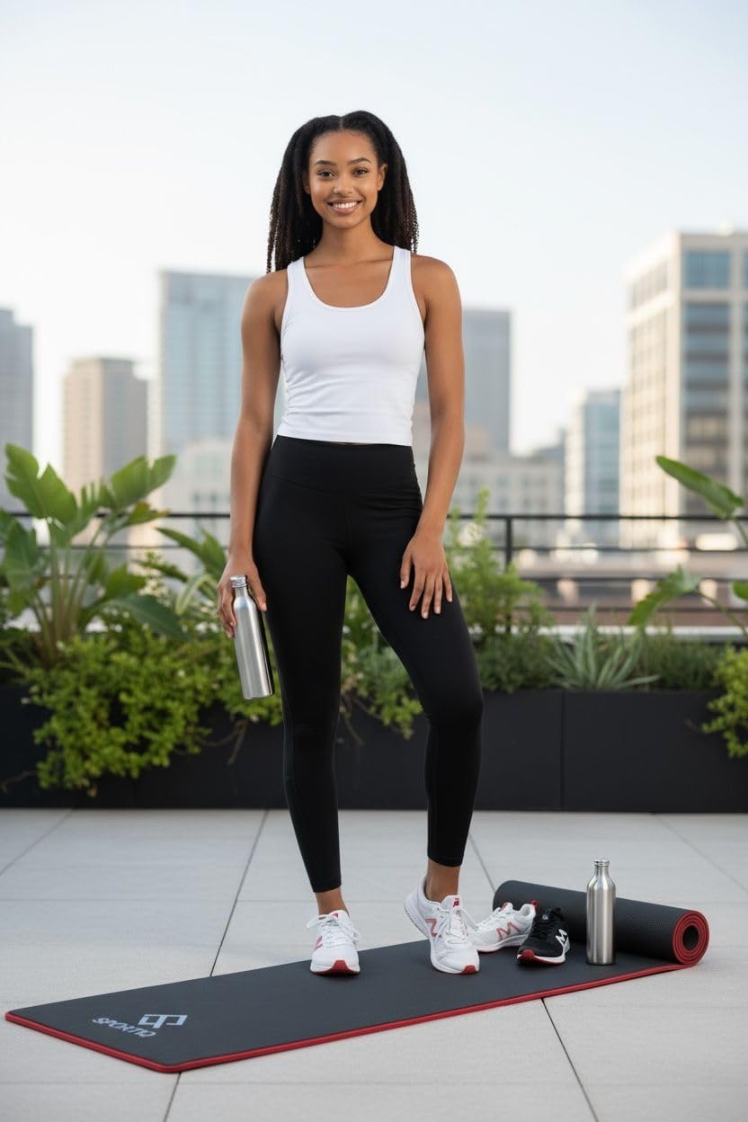 SportQ Yoga Mat Non Slip Eco Friendly NBR Material 10mm Thick High Density Anti-Tear Pilates Mat with Carrying Strap for Yoga, Pilates, Gymnastics - 183cm x 63cm x 1cm ‎SportQ