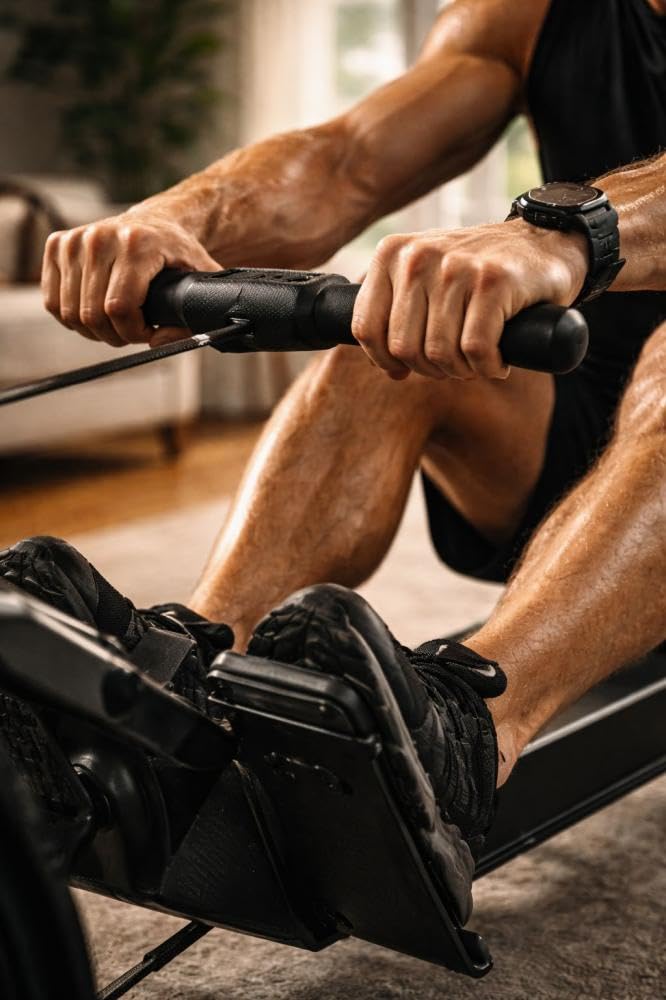 جهاز روينج ماشين Air Rower احترافي بمقاومة هوائية، شاشة رقمية LCD، قابل للطي والتخزين، يتحمل 200 كجم، لياقة وكارديو وتمرين كامل للجسم