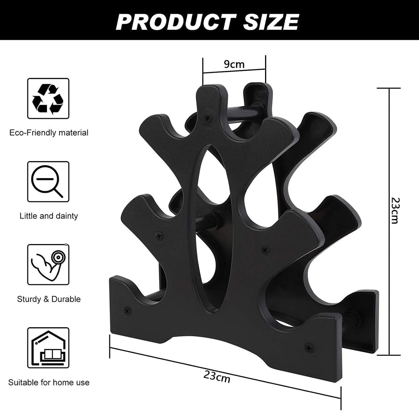SportQ 3-Tier Dumbbell Storage Rack – Light & Sturdy Hand Weight Stand, Stable & Easy Assembly, Suitable for Home & Gym – Heavy Duty Reinforced Plastic (No Dumbbells) ‎SportQ