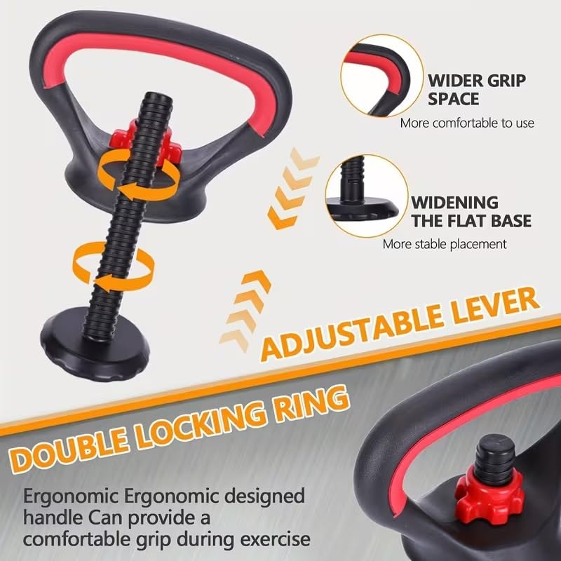 Adjustable Kettlebell Handle to Convert Weights to Kettlebell – Comfortable Wide Handle with Double Lock & Stable Base – Suitable for Strength & Cardio Training at Home – Fits All Weights SportQ