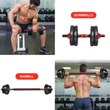 Dumbbell Bar Pair 50cm with Dumbbell Conversion Connector for Training Bar Mountable with Safety Nuts, Non-Slip Handle Strong Iron Barbell Suitable for Barbell and Rubber (Without Weights Frames) SportQ