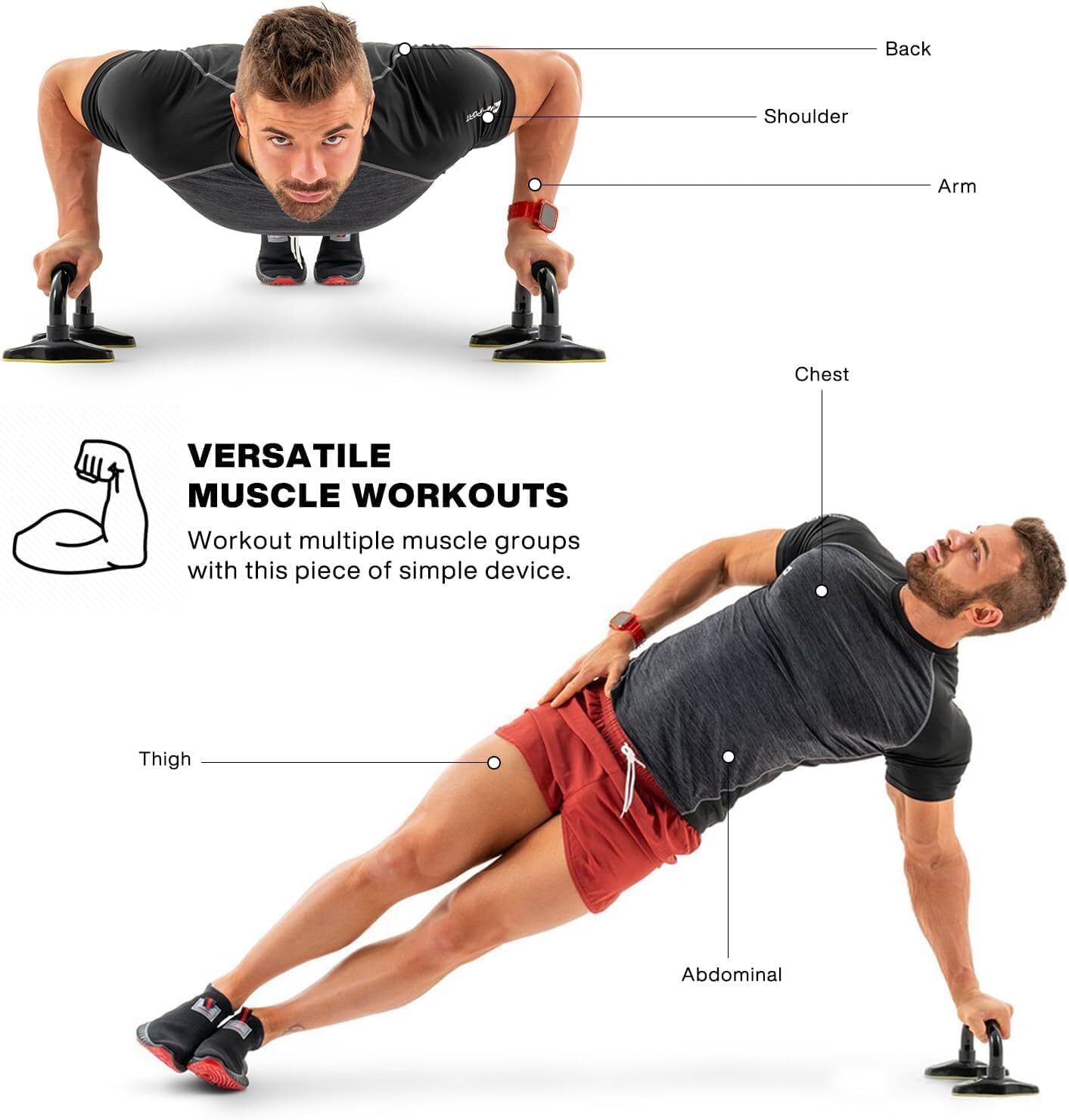 بوش اب بار احترافي Push Up Bars – حامل تمارين الضغط بتصميم مريح لليد – قاعدة عريضة مانعة للانزلاق – تقوية الصدر والذراع – مناسب للتمارين المنزلية والجيم