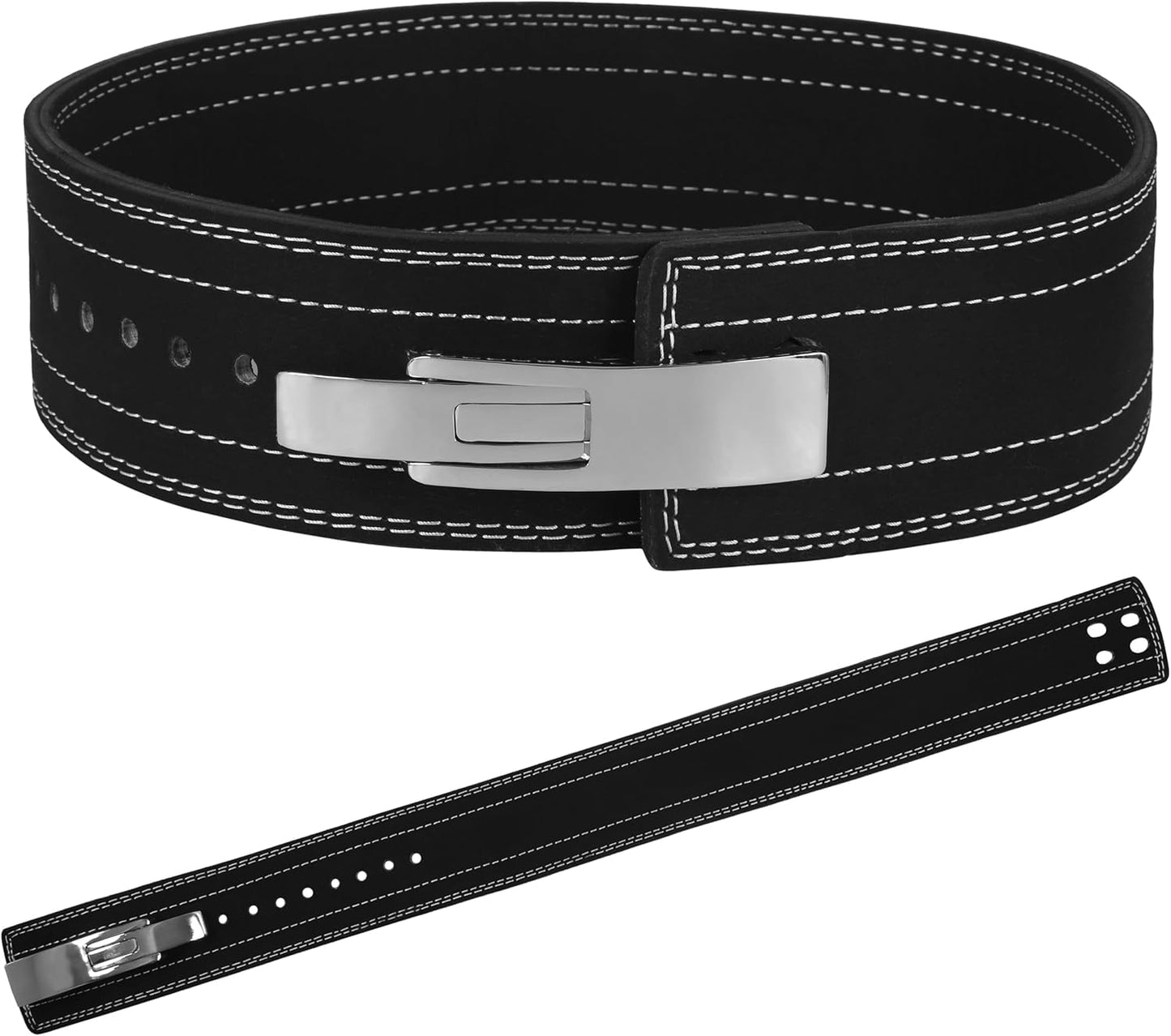 Weightlifting Belt for Men and Women 10mm Thick Leather IPF Weight Lifting Belt Ideal for Gym Belts, Training, Weightlifting, Bodybuilding, Squats, Deadlifts ‎SportQ