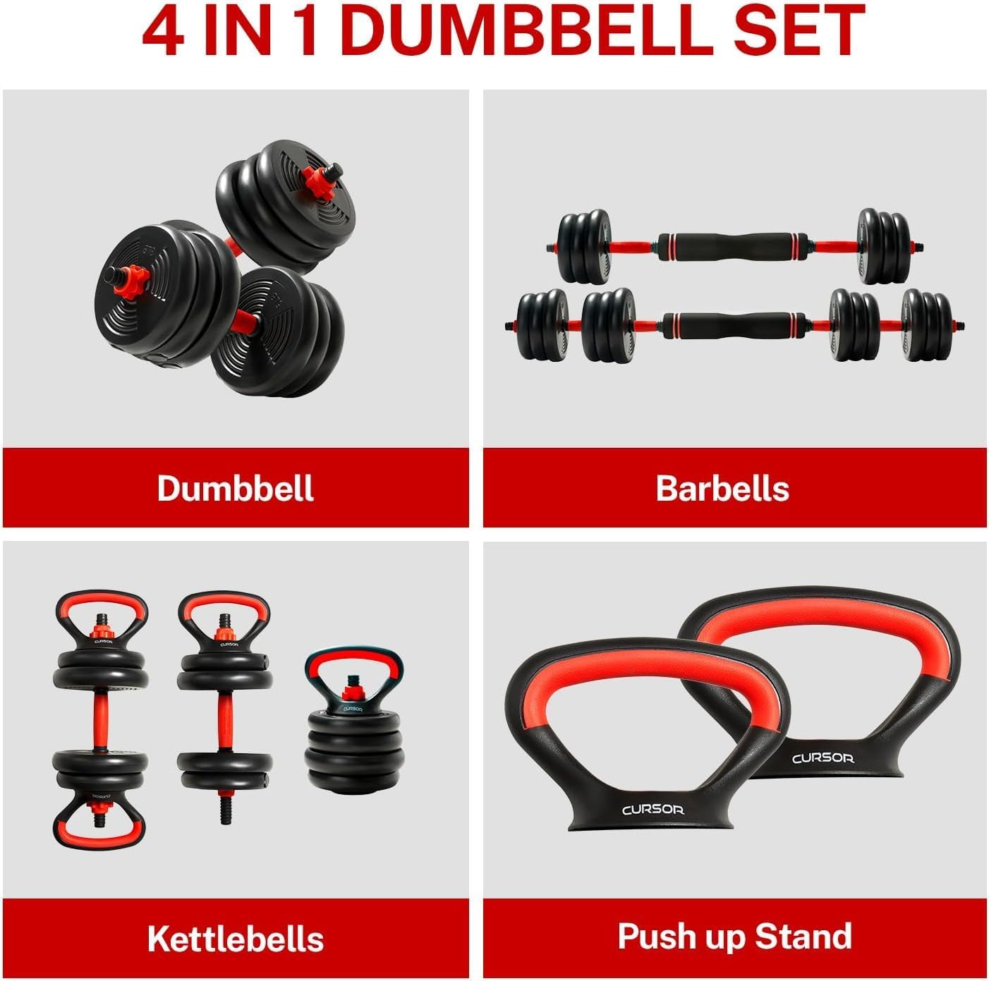 Dumbbells SportQ® 6 in 1 Multi-task, Adjustable on Weighted Ball and Olympic Bars, Push Up Training, Ideal for Free Weight Exercise, Fitness and Home Workout, Unisex ‎SportQ