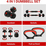 Dumbbells SportQ® 6 in 1 Multi-task, Adjustable on Weighted Ball and Olympic Bars, Push Up Training, Ideal for Free Weight Exercise, Fitness and Home Workout, Unisex ‎SportQ