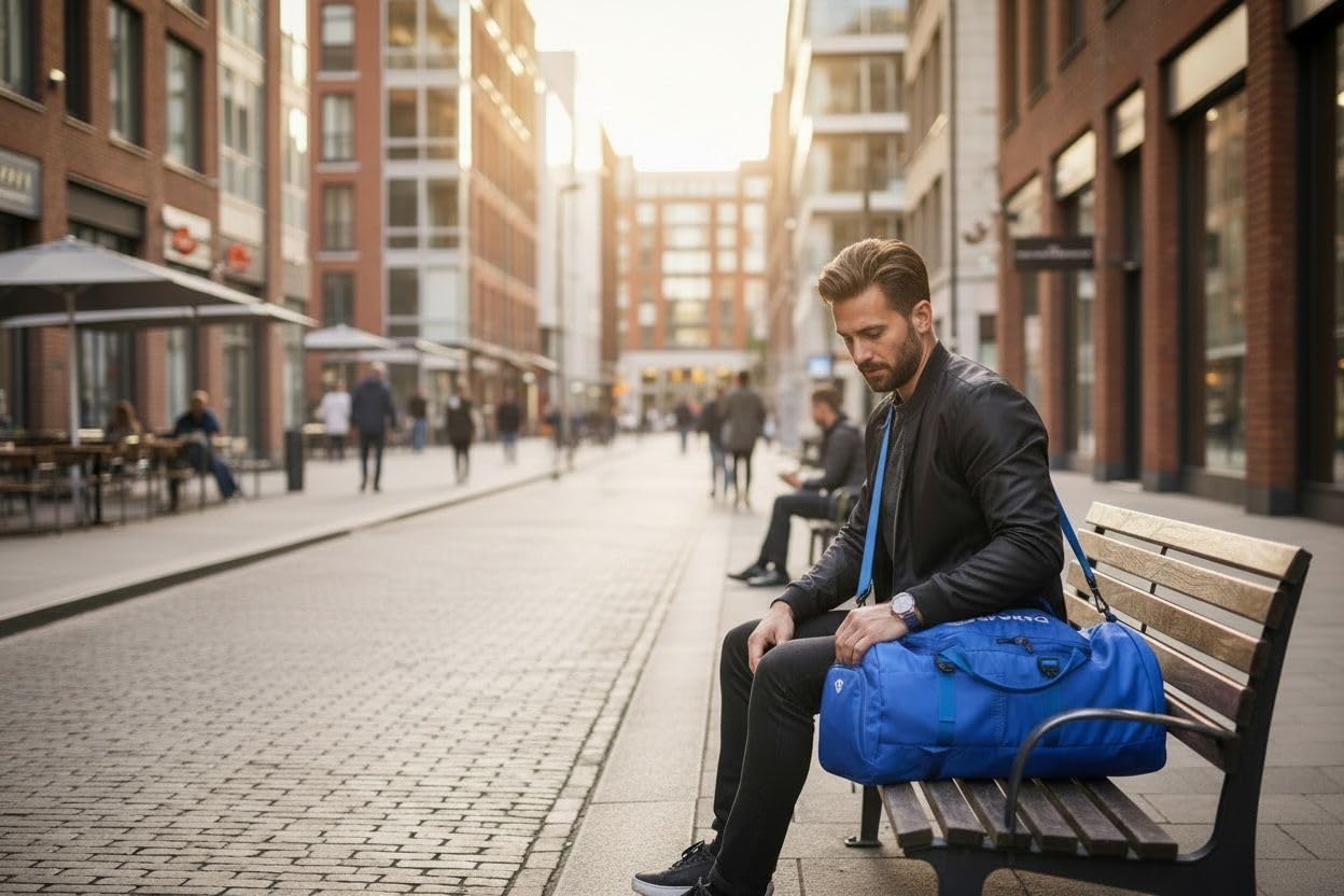 شنطة رياضية متعددة الاستخدام بسوستتين + جيب مخصص للأحذية – حزام كتف قابل للتعديل وحزام للظهر + 2 مقبض يد – خامة قوية مقاومة للماء – مثالية للجيم والسفر