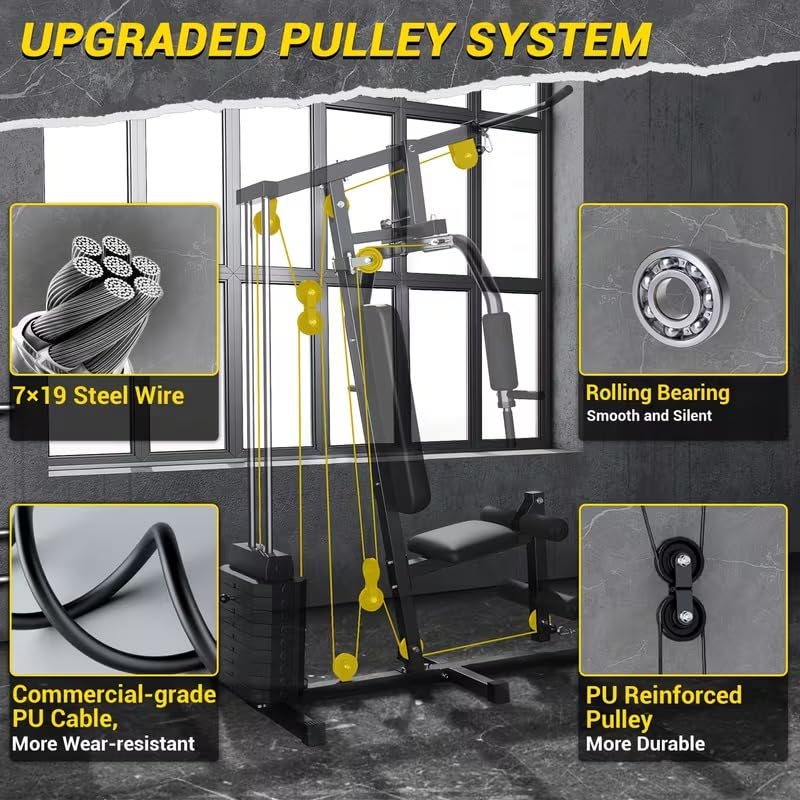 SportQ Multifunctional Home Gym | All-Inclusive Exercise Station for Chest, Back, Arms and Legs with Built-in Weights and Powerful Pulley System – Complete Fitness Machine for Home 100 lbs SportQ