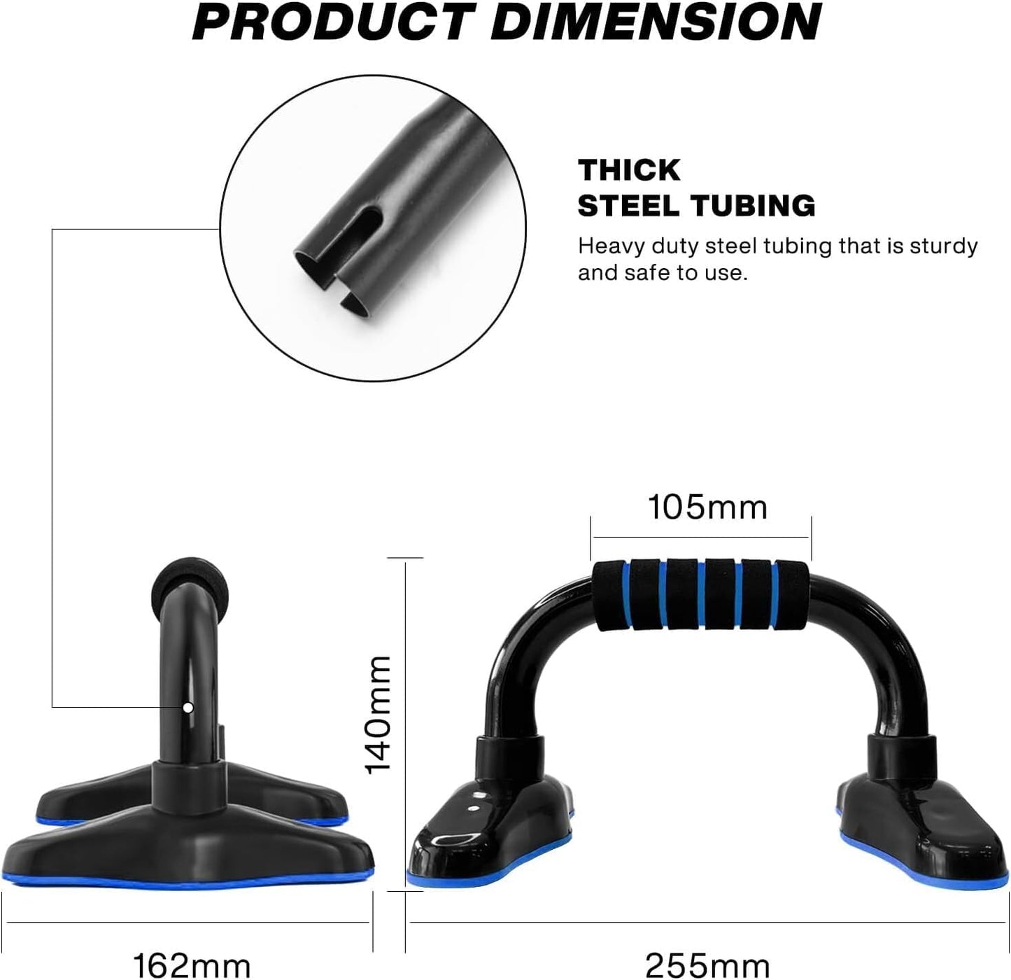 بوش اب بار احترافي Push Up Bars – حامل تمارين الضغط بتصميم مريح لليد – قاعدة عريضة مانعة للانزلاق – تقوية الصدر والذراع – مناسب للتمارين المنزلية والجيم
