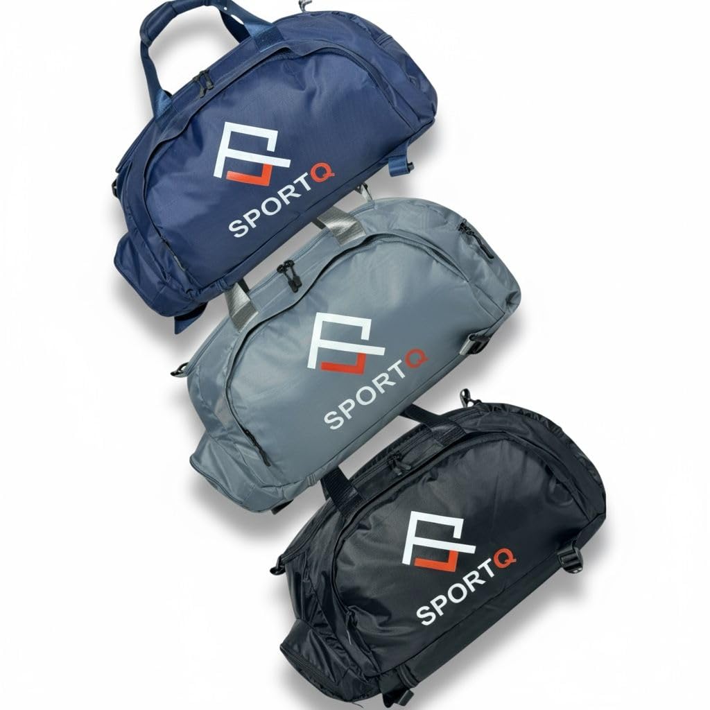 SportQ Multifunctional Sports Bag – Gym & Travel Bag, Lightweight and Practical Large Size for Carrying Clothes, Shoes & Accessories – Your Perfect Friend for Workouts and Trips (Grey) SportQ