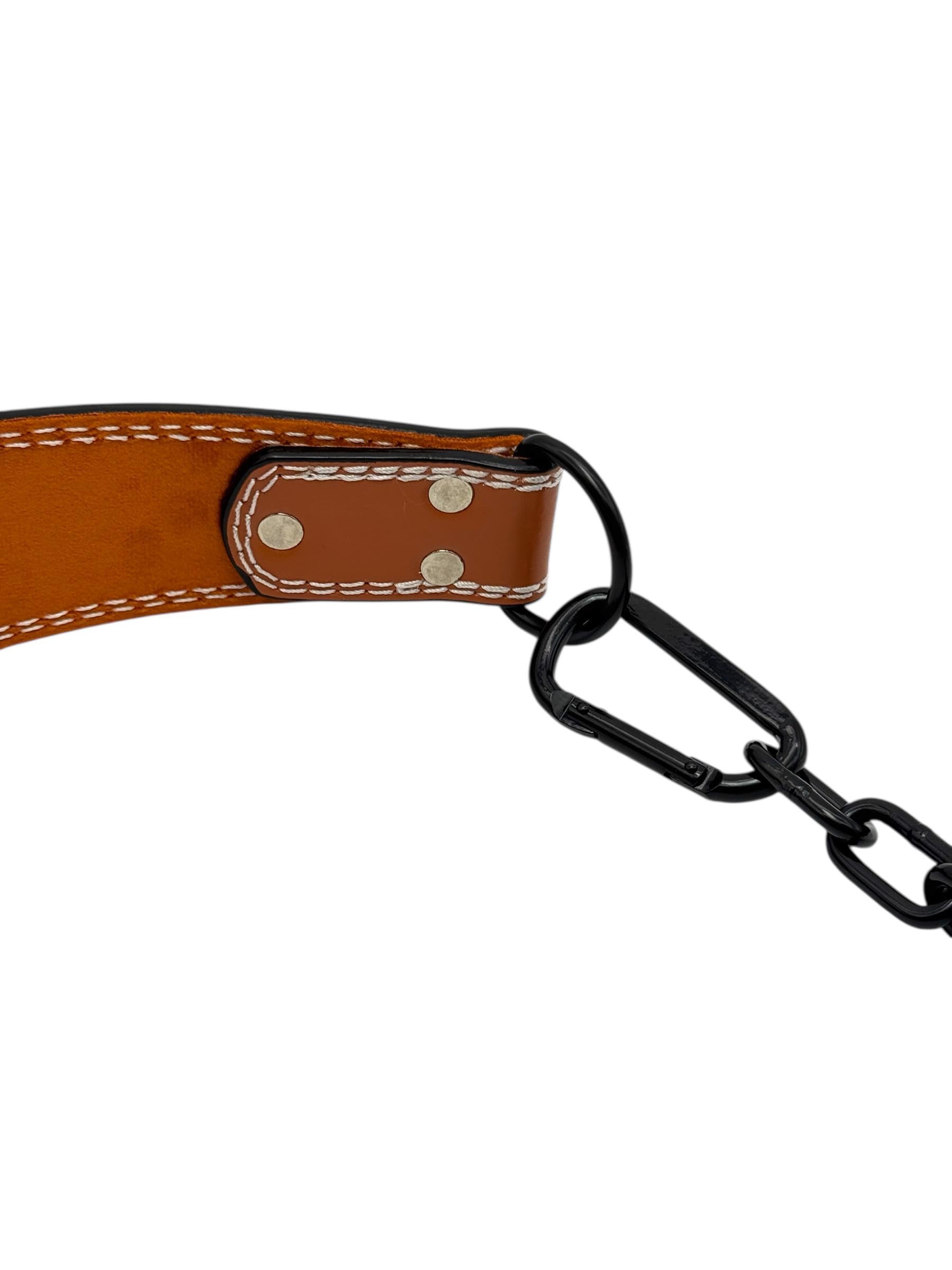 Premium Quality Leather Parallel Belt Designed for Maximum Weight Bearing – Heavy Weight Support for Chin-Ups, Dips, Calistinex – Adjustable Chain for Weights up to 100kg / 220lbs SportQ
