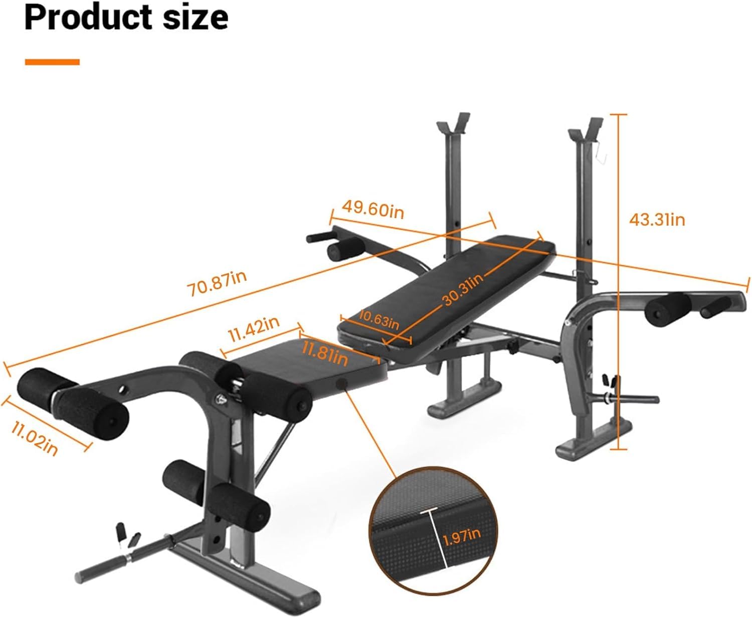 Multifunctional Weight Bench & Bench for Workout – Adjustable Exercise Bench for Home Gym, Chest Shoulder Legs Bodybuilding Workout (Without Barbell & Barbell) ‎SportQ