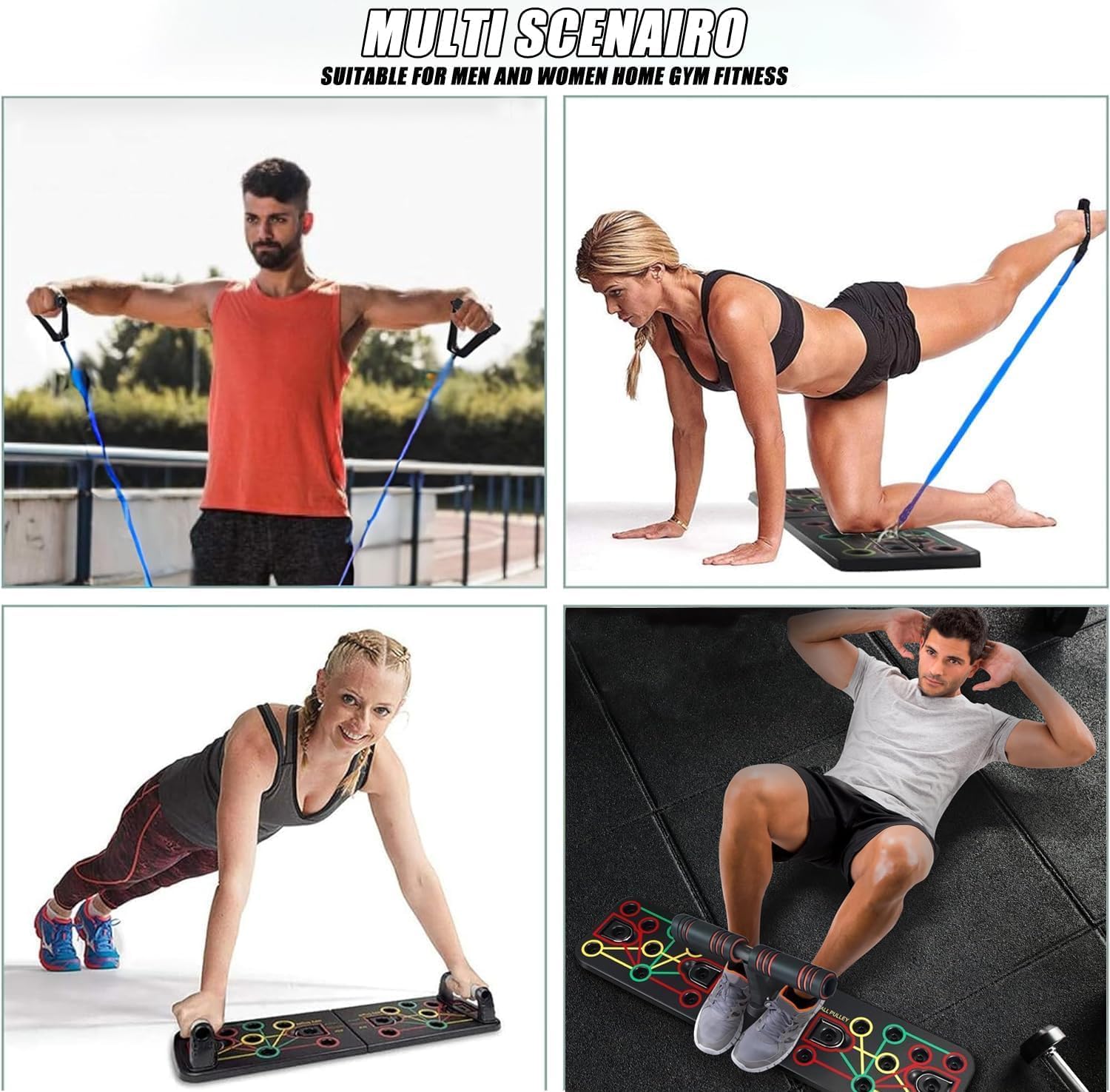 SportQ Push Up Board with Sit Up Stand, Multifunctional Push Up Bar with Resistance Bands, Home Strength Training Equipment, Push Up Handles for Perfect Push-Ups, Home Fitness ‎SportQ