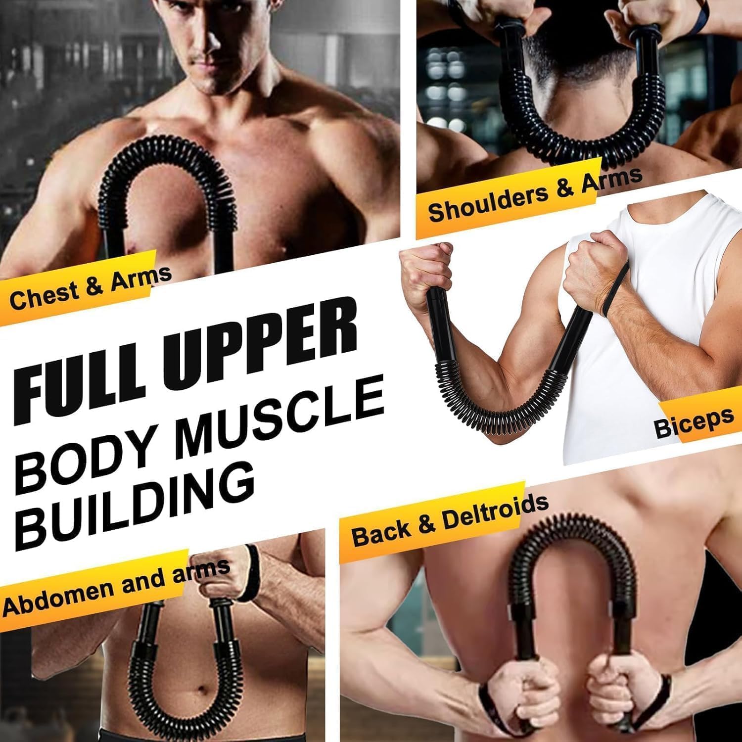 Exercise with SportQPower Twister Premium Arm and Chest Strengthening Stick – Ergonomic Non-Slip Grip, Resistances from 20-60kg, Carbon Steel ‎SportQ