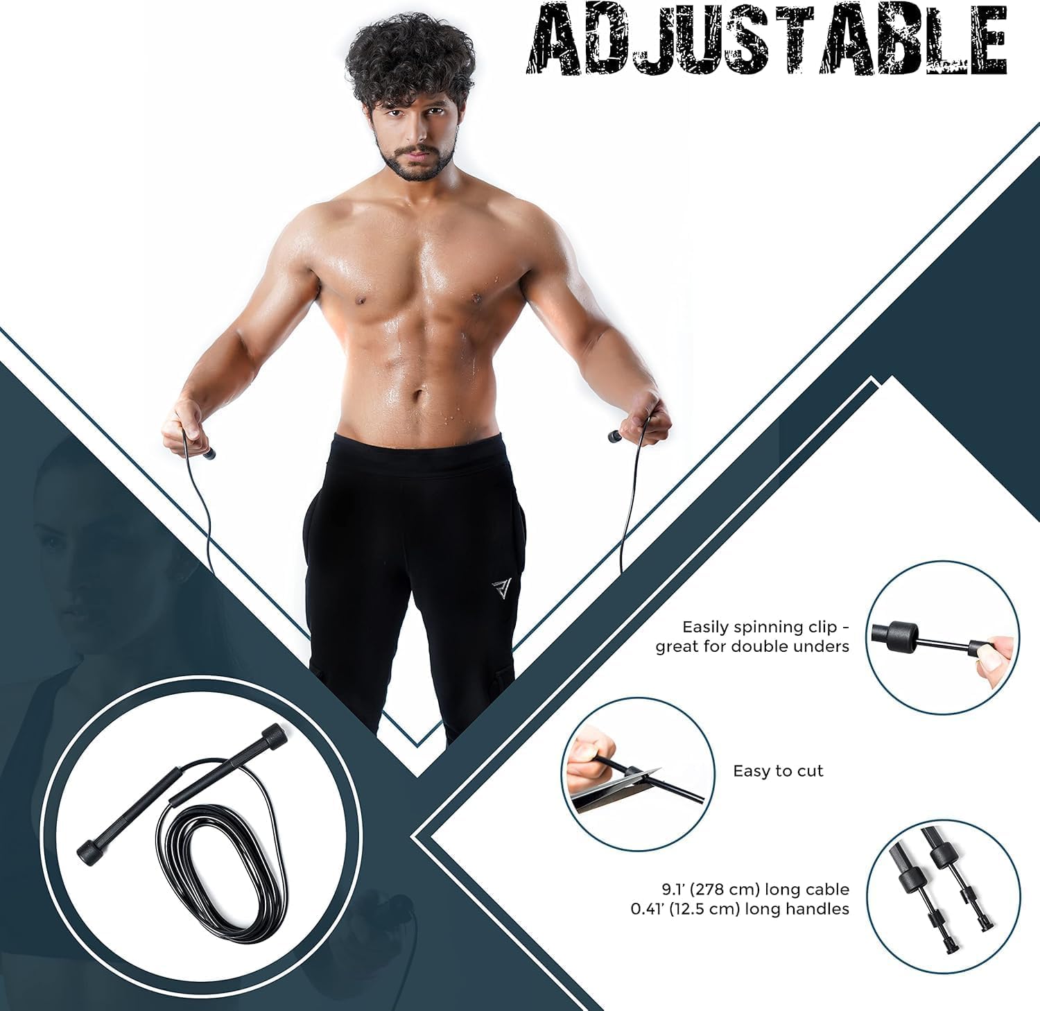 SportQ Skipping Rope for Men and Women with Zipper Speed Intensification Speed Jump Rope Adjustable Height for Kids Women Girls Jump Rope for Jumping Workout Gym Fitness ‎SportQ