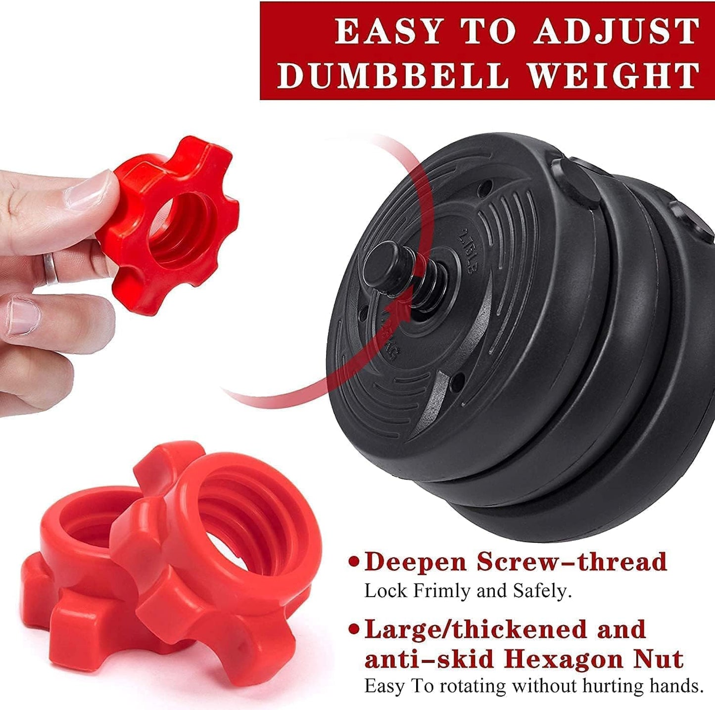 Dumbbells SportQ® 6 in 1 Multi-task, Adjustable on Weighted Ball and Olympic Bars, Push Up Training, Ideal for Free Weight Exercise, Fitness and Home Workout, Unisex ‎SportQ