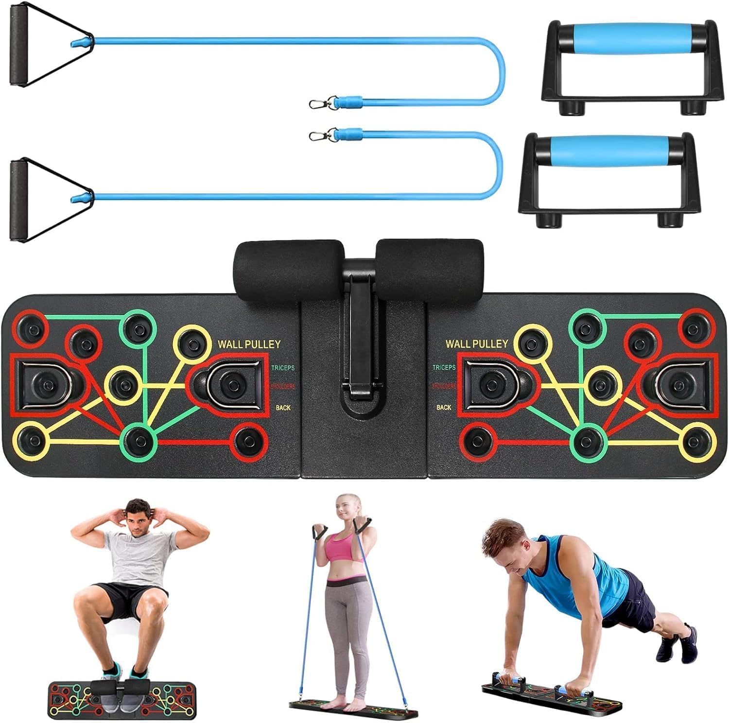 SportQ Push Up Board with Sit Up Stand, Multifunctional Push Up Bar with Resistance Bands, Home Strength Training Equipment, Push Up Handles for Perfect Push-Ups, Home Fitness ‎SportQ