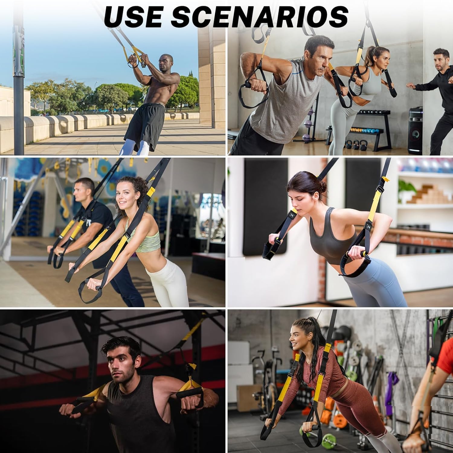 Pro3 Suspension Training Set, Resistance Bands for Full Body Training Levels Indoor and Outdoor Use, Adjustable Straps Up to 500kg, Complete Home Gym Equipment SportQ