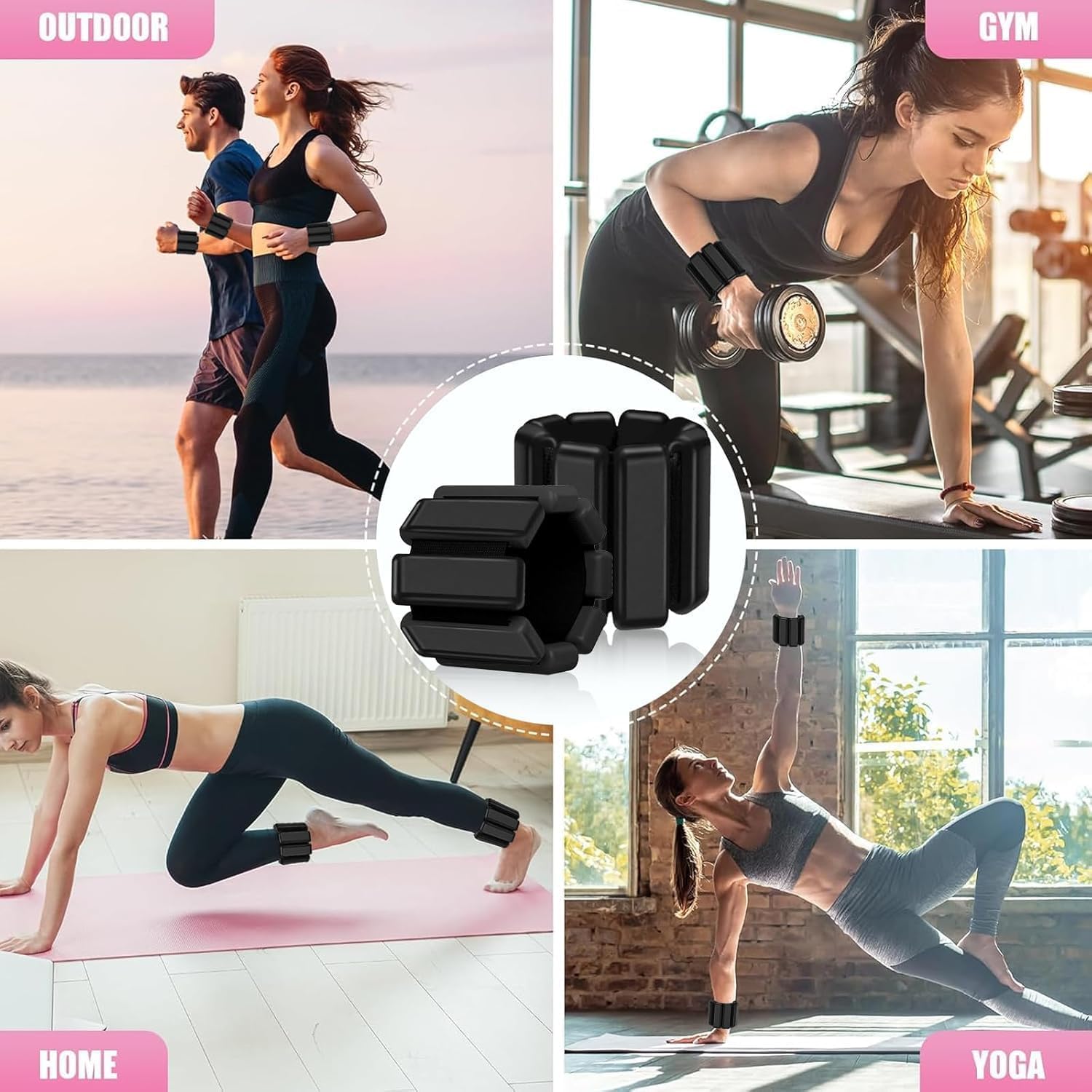 Adjustable Pilates Rings Set for Men and Women, Strong Arm and Leg Weights Wearable 2 Pack (0.5 lb Each) for Walking, Yoga, Dance, Bar, Gym, Pilates, Walking ‎SportQ