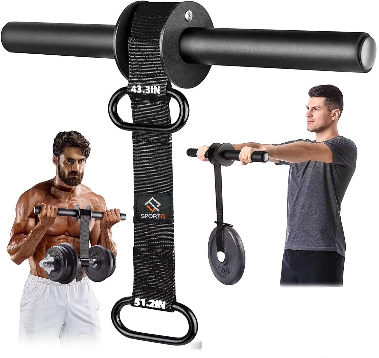 SportQ Forearm & Wrist Strengthener - Metal Roller with Adjustable Nylon Strap to Improve Arm Strength, Wrist & Forearm Exercise, Grip & Flexibility – Suitable for Dumbbells & Weights ‎SportQ