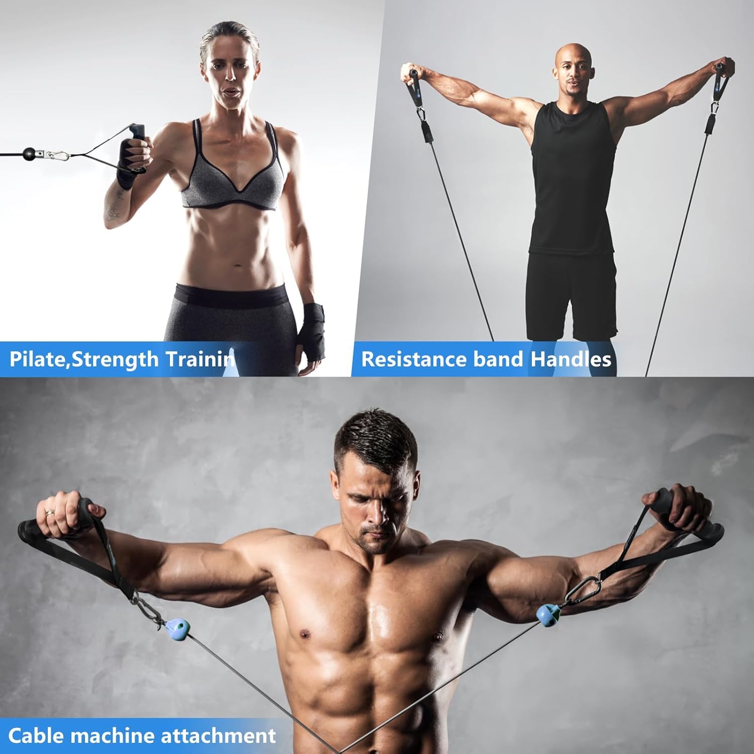 SportQ® Ergonomic Resistance Band Handles – Non-Slip TPE Grip + Heavy-Duty Straps + 2 Hooks+ Carry Bag Visit the Qshop Store
