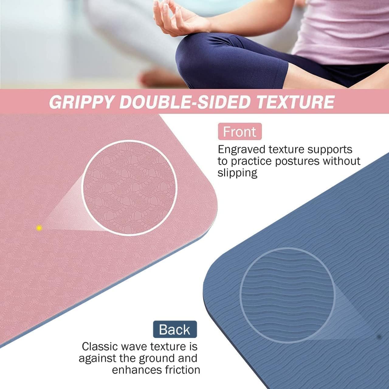 TPE Premium SportQ Non Slip Yoga Mat 6mm Thick – Light & Eco-Friendly Yoga Mat with Carrying Bag, Sweat & Water Resistant for Home Workout, Gym, Pilates, Yoga, Abdominal Workouts 183x61cm SportQ