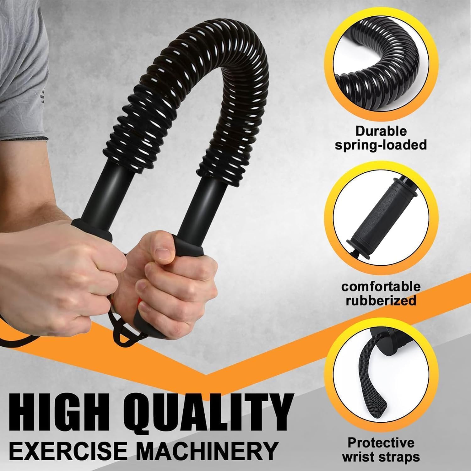 Exercise with SportQPower Twister Premium Arm and Chest Strengthening Stick – Ergonomic Non-Slip Grip, Resistances from 20-60kg, Carbon Steel ‎SportQ