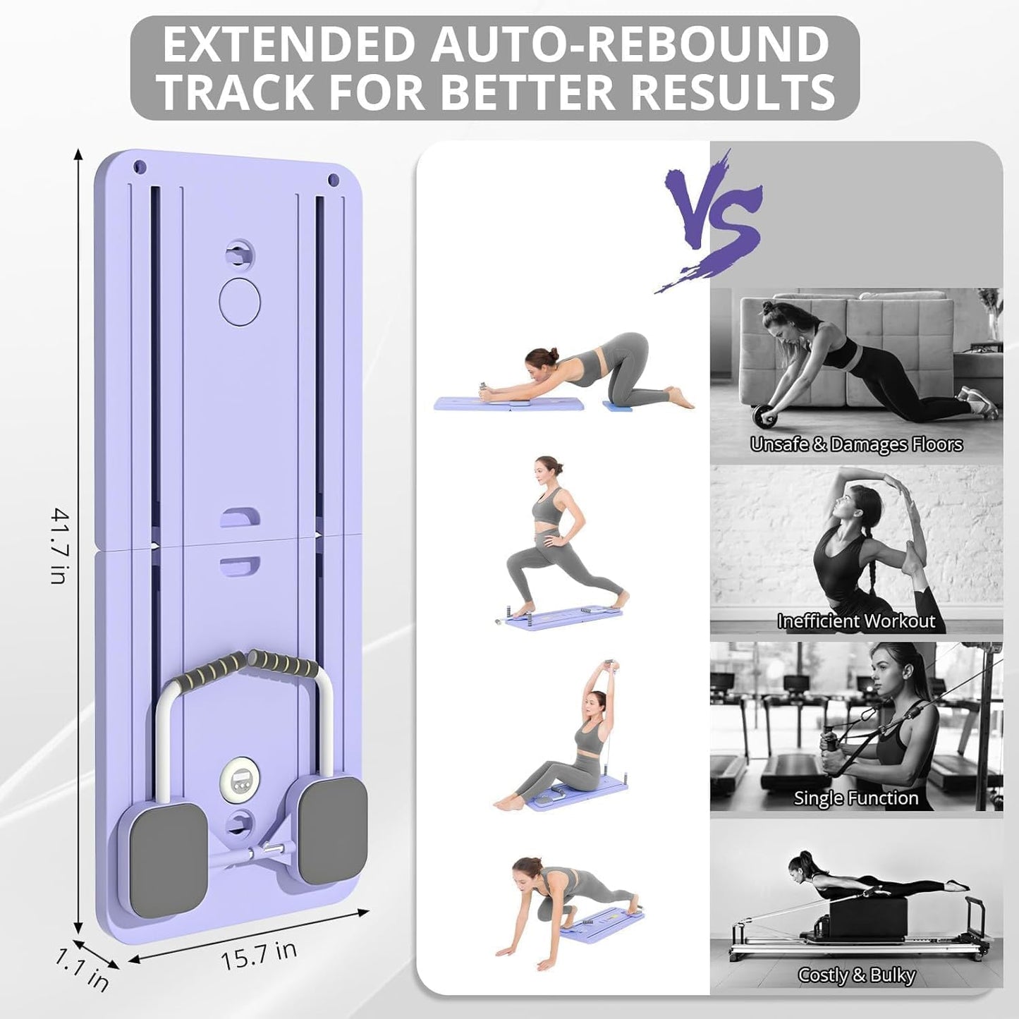 SportQ Multifunctional Pilates Board Foldable Home Gym Abdominal Waist Trainer Strengthening Arms Legs Full Resistance Plate + Handles + Tension Bands Suitable for Women Men Easy Storage ‎SportQ