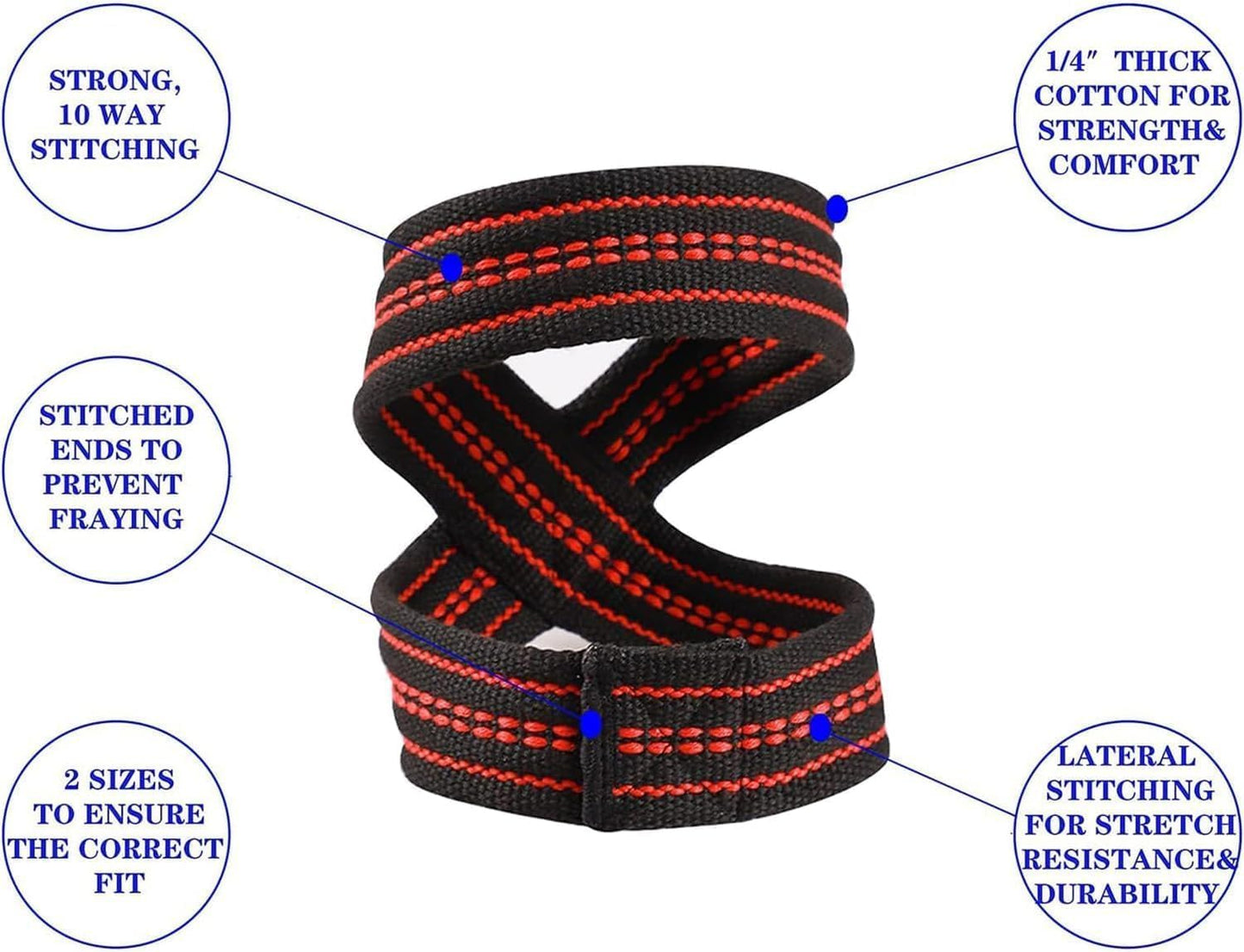 SportQWeight Lifting Grips with Wrist Straps, Strong and Durable 8 Shape Lifting Straps for Men and Women Suitable for Strength Training, 2 Pack, Tensioner SportQ
