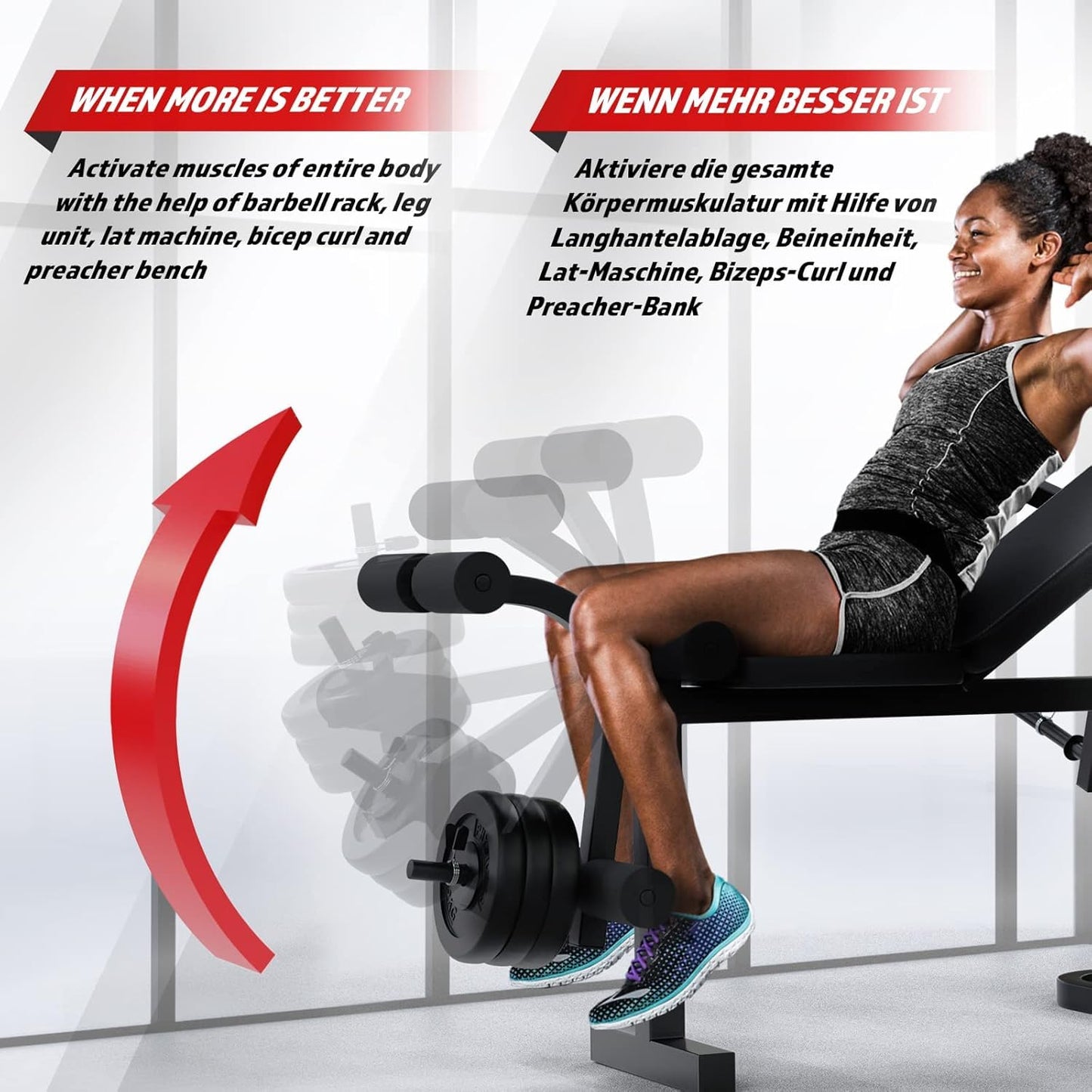 Multifunctional Weight Bench & Bench for Workout – Adjustable Exercise Bench for Home Gym, Chest Shoulder Legs Bodybuilding Workout (Without Barbell & Barbell) ‎SportQ