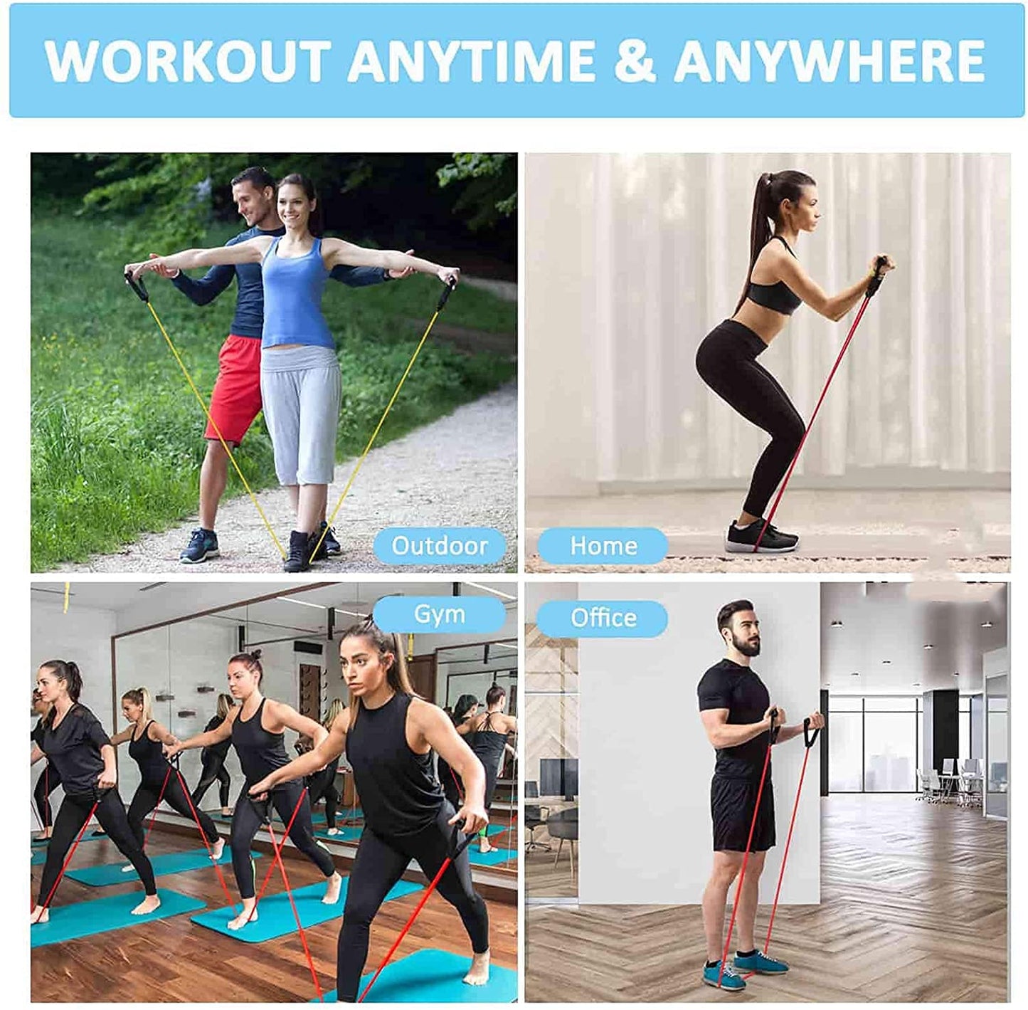 SportQ Workout Elastic Resistance Rope – High Resistance, Comfortable Grips, Anti-Rip, Versatile for Strength and Tension Training – Ideal for Gym, Home, Yoga & Fitness ‎SportQ