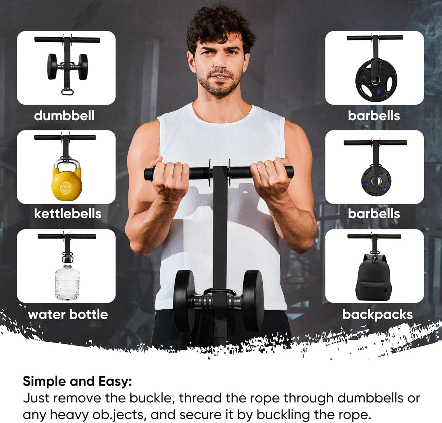SportQ Forearm & Wrist Strengthener - Metal Roller with Adjustable Nylon Strap to Improve Arm Strength, Wrist & Forearm Exercise, Grip & Flexibility – Suitable for Dumbbells & Weights ‎SportQ