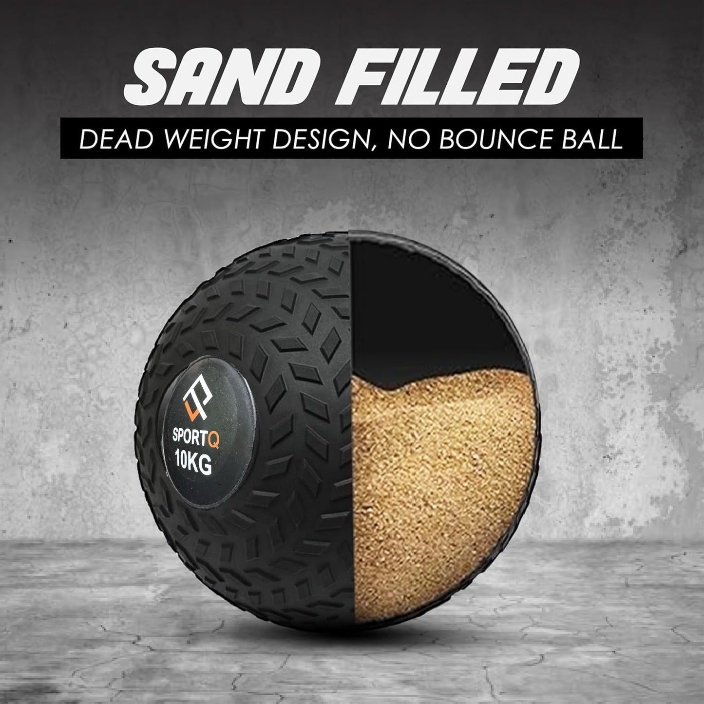 SportQ Premium Dead Bounce Slam Rubber Ball Workout for Strength and Adaptation Training, Core Training, Squats, Lunges, Plyometric Ball with Grooved Surface, Versatile ‎SportQ
