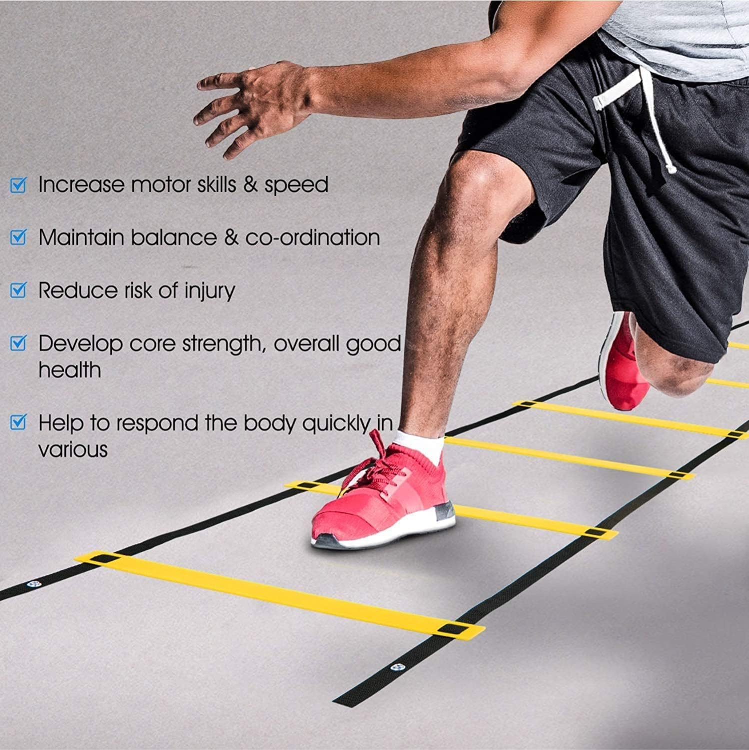 SportQ 12 Training Speed Ladder 6M with Carry Bag for Soccer Ball Speed Training Exercise Fitness ‎SportQ