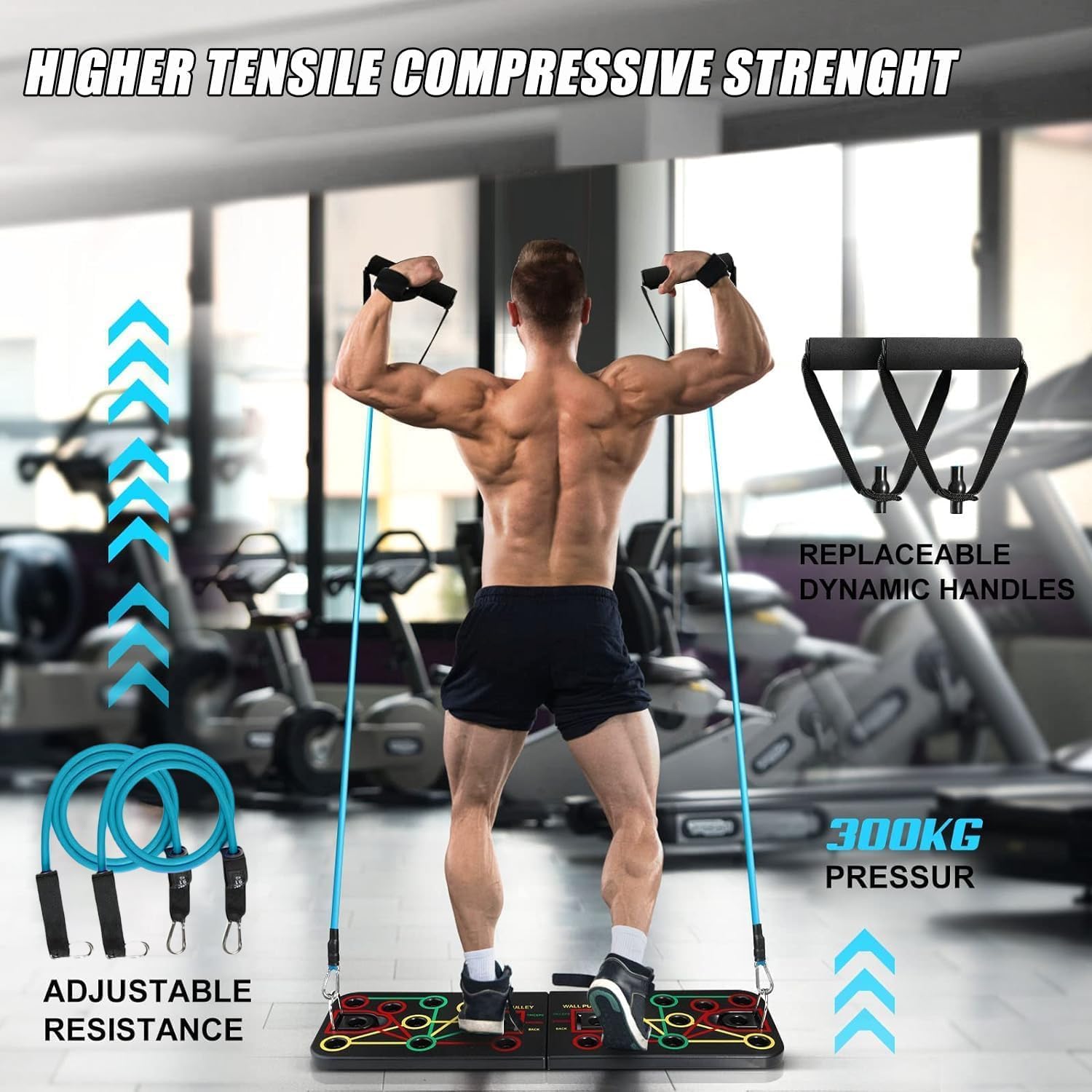 SportQ Push Up Board with Sit Up Stand, Multifunctional Push Up Bar with Resistance Bands, Home Strength Training Equipment, Push Up Handles for Perfect Push-Ups, Home Fitness ‎SportQ