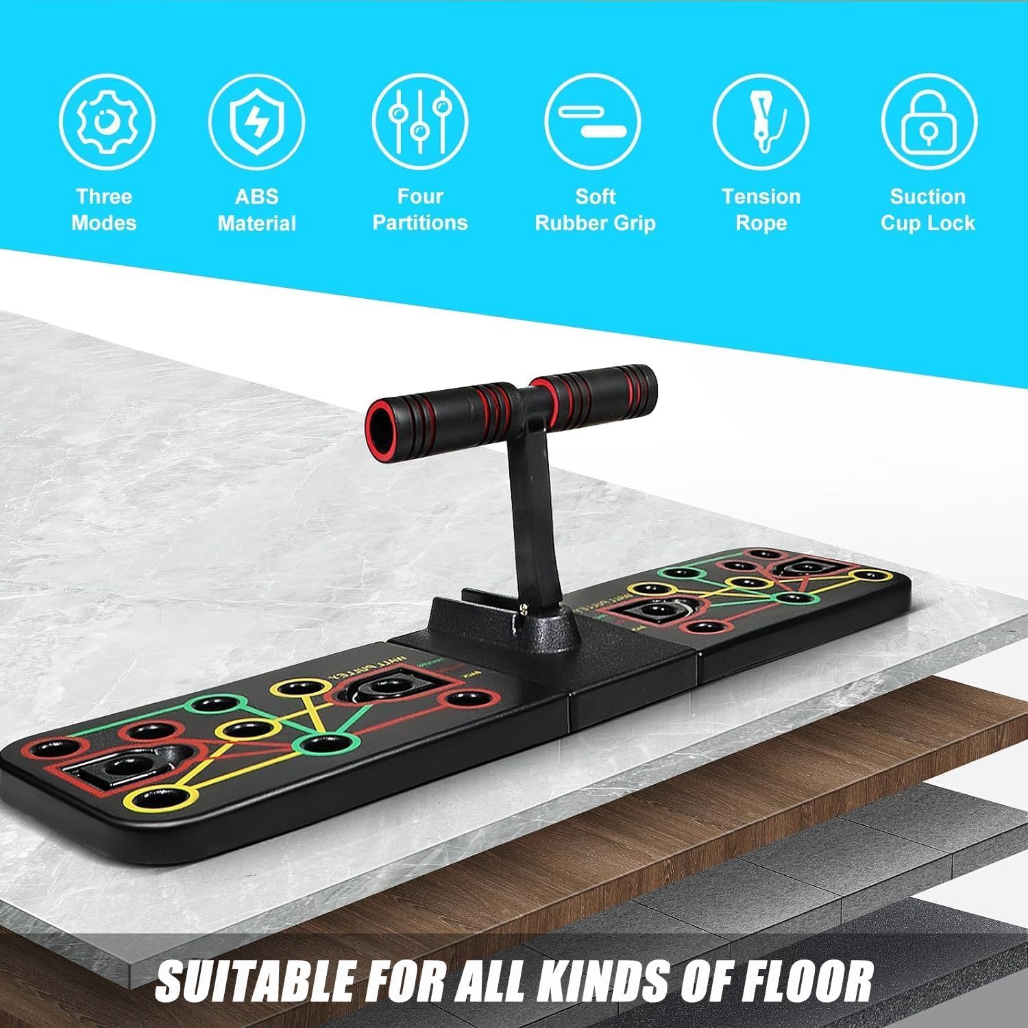 SportQ Push Up Board with Sit Up Stand, Multifunctional Push Up Bar with Resistance Bands, Home Strength Training Equipment, Push Up Handles for Perfect Push-Ups, Home Fitness ‎SportQ