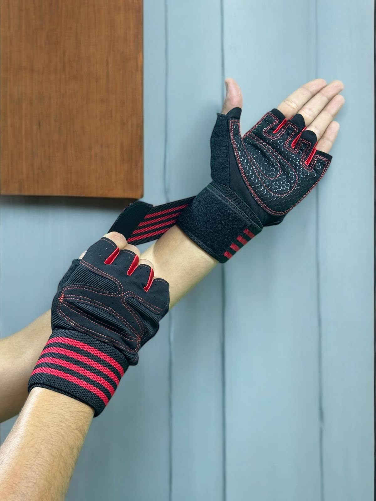 SportQ® Workout Gloves Weight Lifting Gloves with Wrist Wraps for Gym Training Support, Fitness, Hanging & Pull Ups, Breathable, Full Palm Protection SportQ