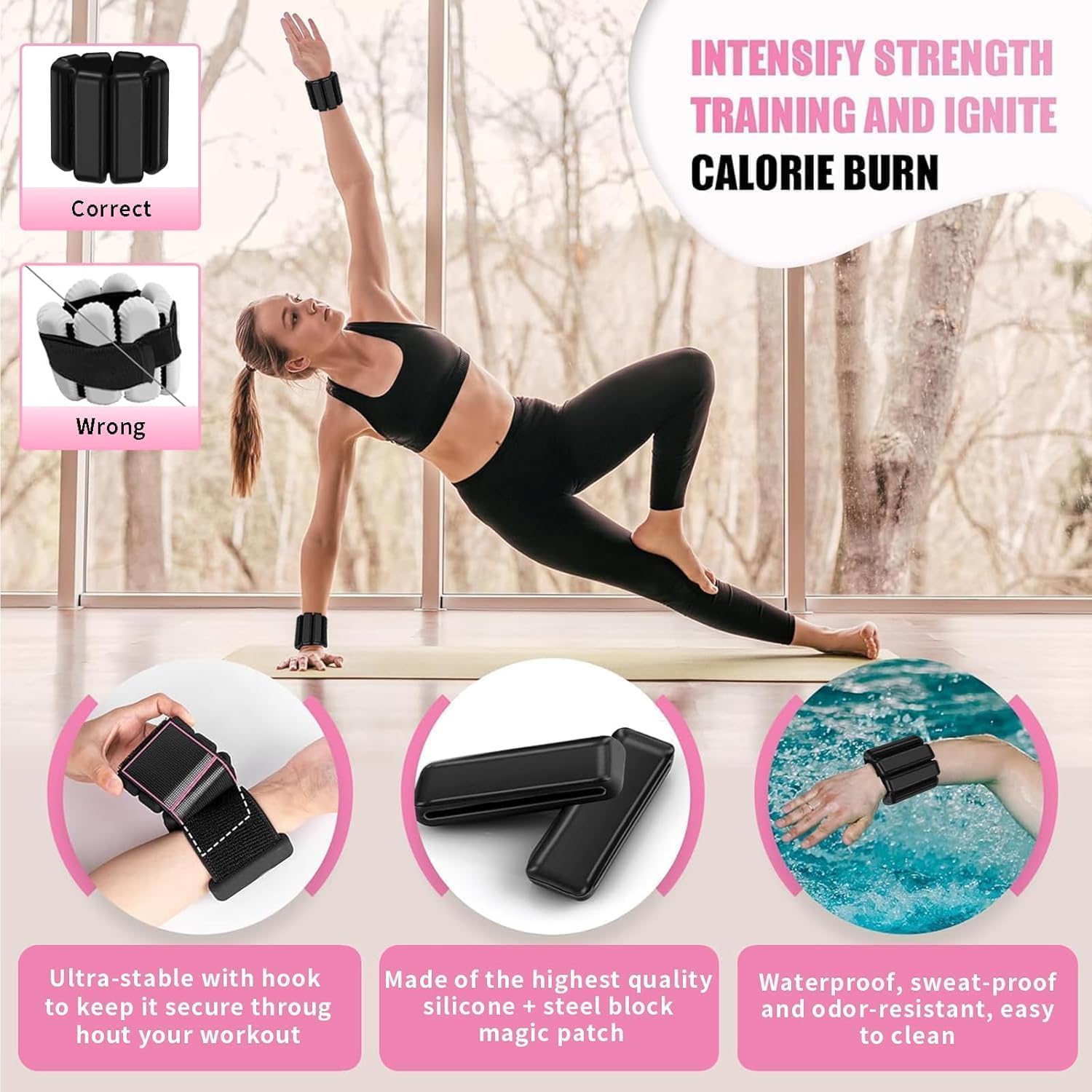 Adjustable Pilates Rings Set for Men and Women, Strong Arm and Leg Weights Wearable 2 Pack (0.5 lb Each) for Walking, Yoga, Dance, Bar, Gym, Pilates, Walking ‎SportQ