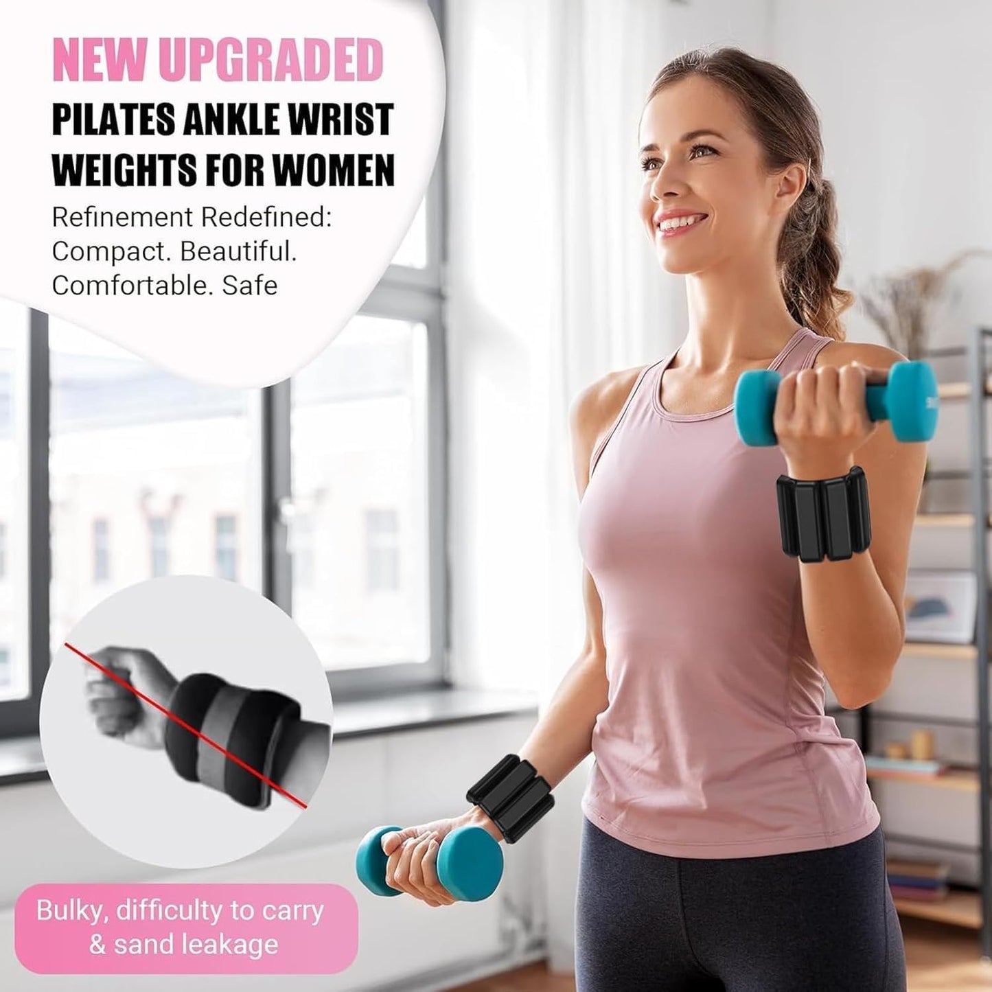 Adjustable Pilates Rings Set for Men and Women, Strong Arm and Leg Weights Wearable 2 Pack (0.5 lb Each) for Walking, Yoga, Dance, Bar, Gym, Pilates, Walking ‎SportQ