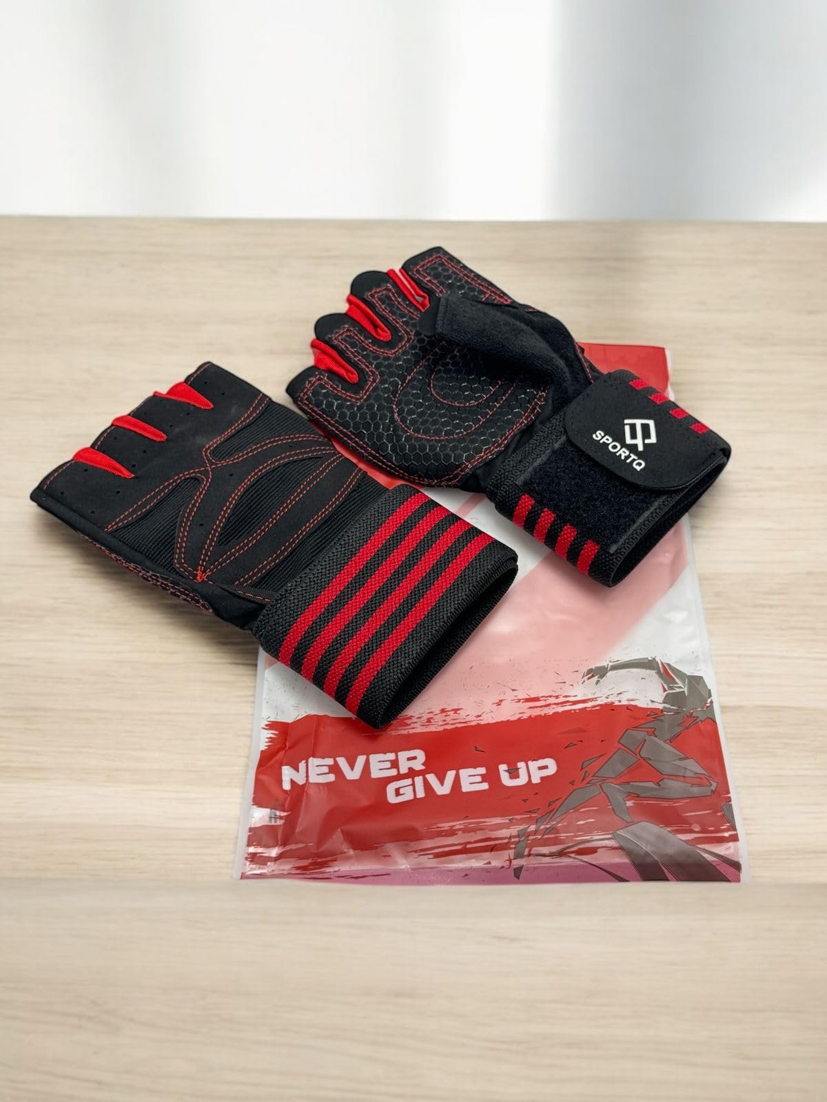 SportQ® Workout Gloves Weight Lifting Gloves with Wrist Wraps for Gym Training Support, Fitness, Hanging & Pull Ups, Breathable, Full Palm Protection SportQ