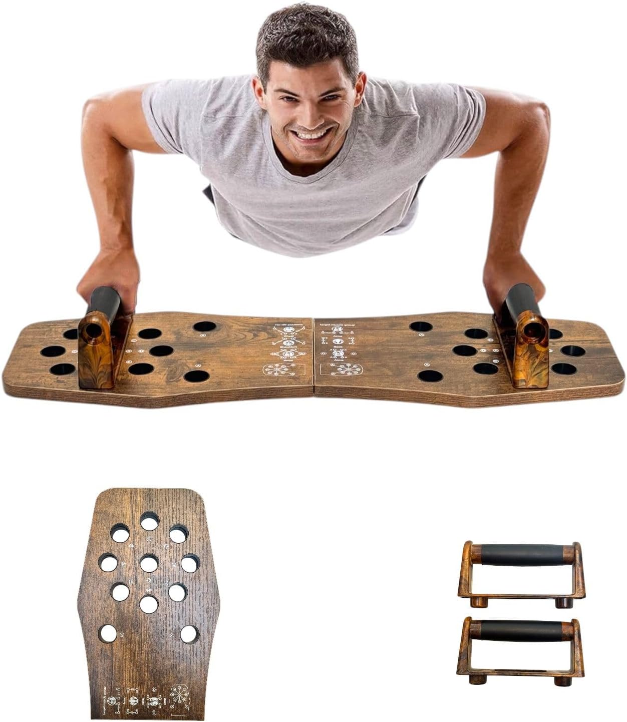 لوح تمارين بوش اب احترافي قابل للطي – Push Up Board متعدد الوضعيات لتقوية الصدر والكتف والذراع – تصميم خشب قوي مع قاعدة مانعة للانزلاق – جهاز تمارين منزلية كامل