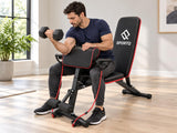 مقعد أثقال قابل للتعديل من SportQ، مقعد تمارين قابل للطي بسعة كبيرة 250 كجم، مزود بحبال مرنة للتدريب على القوة في المنزل، للياقة البدنية الكاملة للجسم، قابل للوضع بشكل مسطح أو مائل للتمارين.