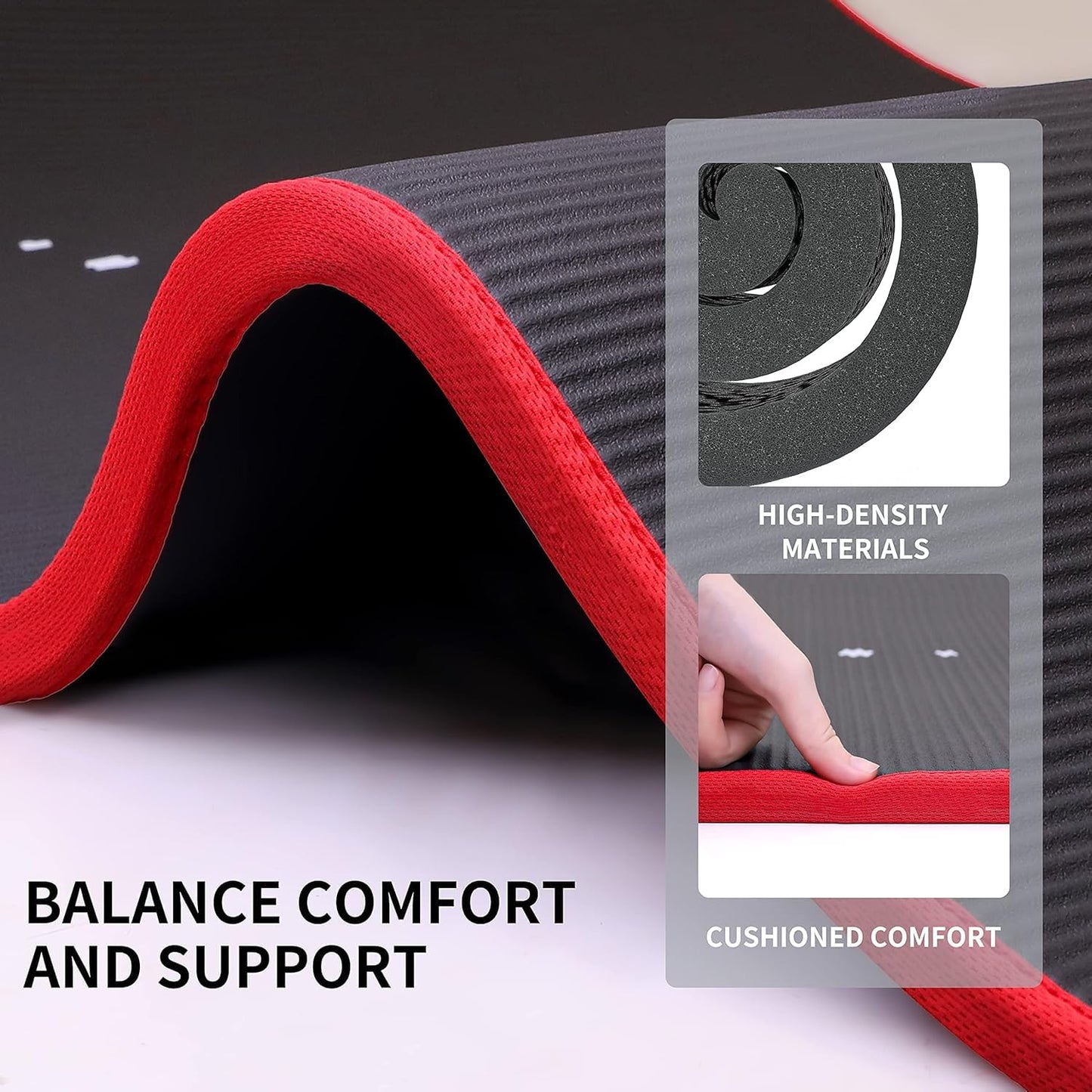 SportQ Yoga Mat Non Slip Eco Friendly NBR Material 10mm Thick High Density Anti-Tear Pilates Mat with Carrying Strap for Yoga, Pilates, Gymnastics - 183cm x 63cm x 1cm ‎SportQ