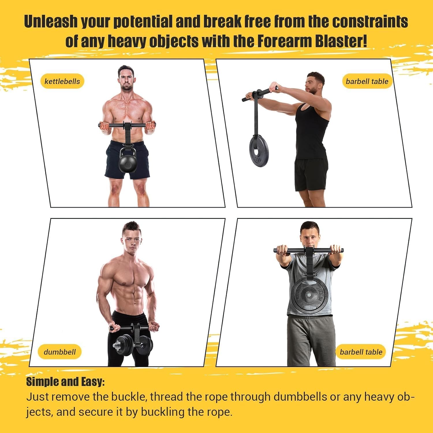 SportQ Forearm & Wrist Strengthener - Metal Roller with Adjustable Nylon Strap to Improve Arm Strength, Wrist & Forearm Exercise, Grip & Flexibility – Suitable for Dumbbells & Weights ‎SportQ